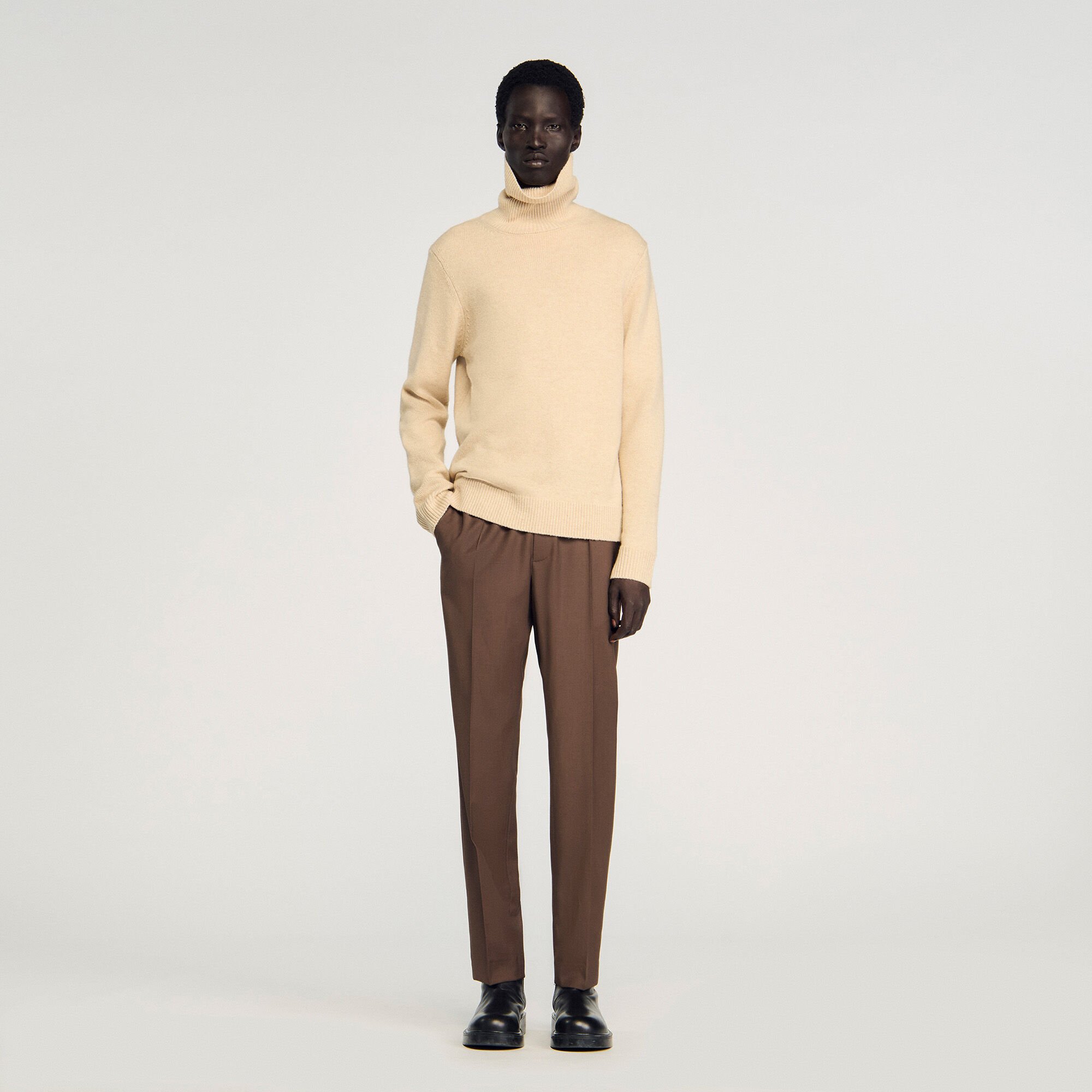 Pantalon élastiqué en laine