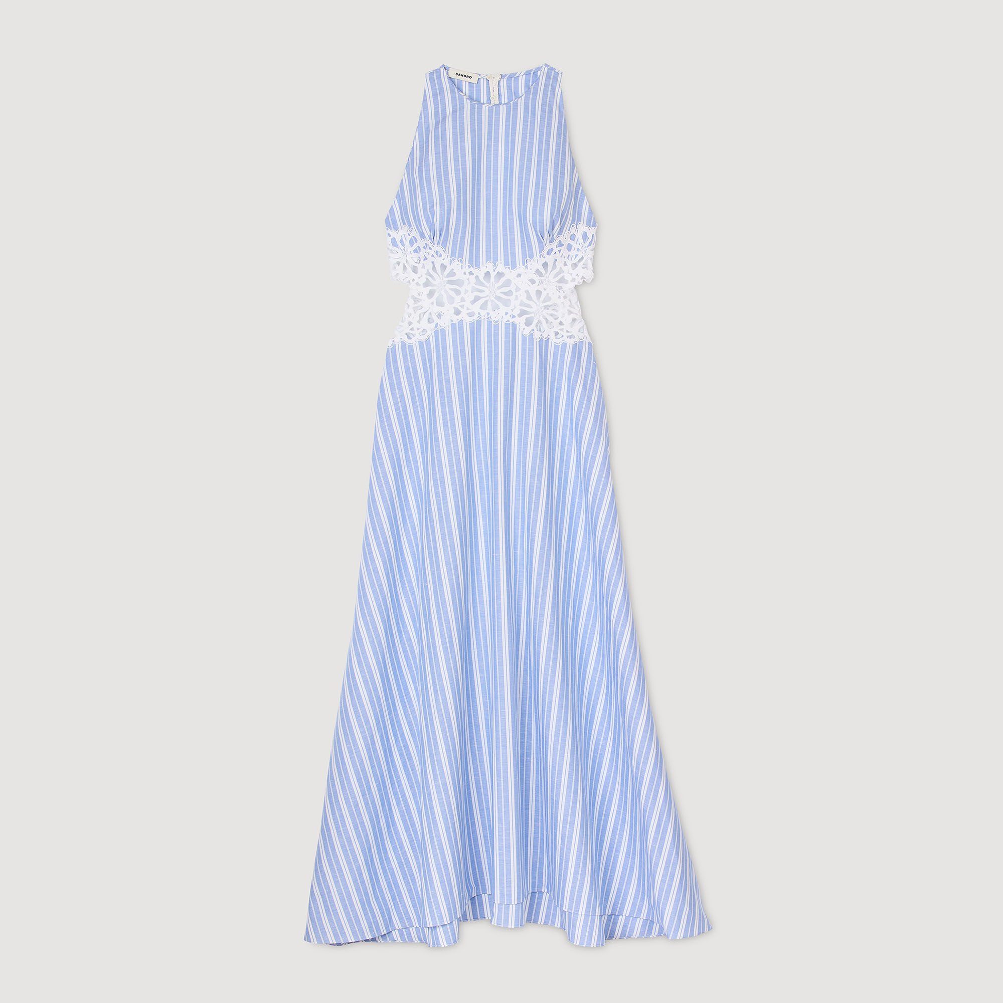 Robe longue à rayures et  dentelle