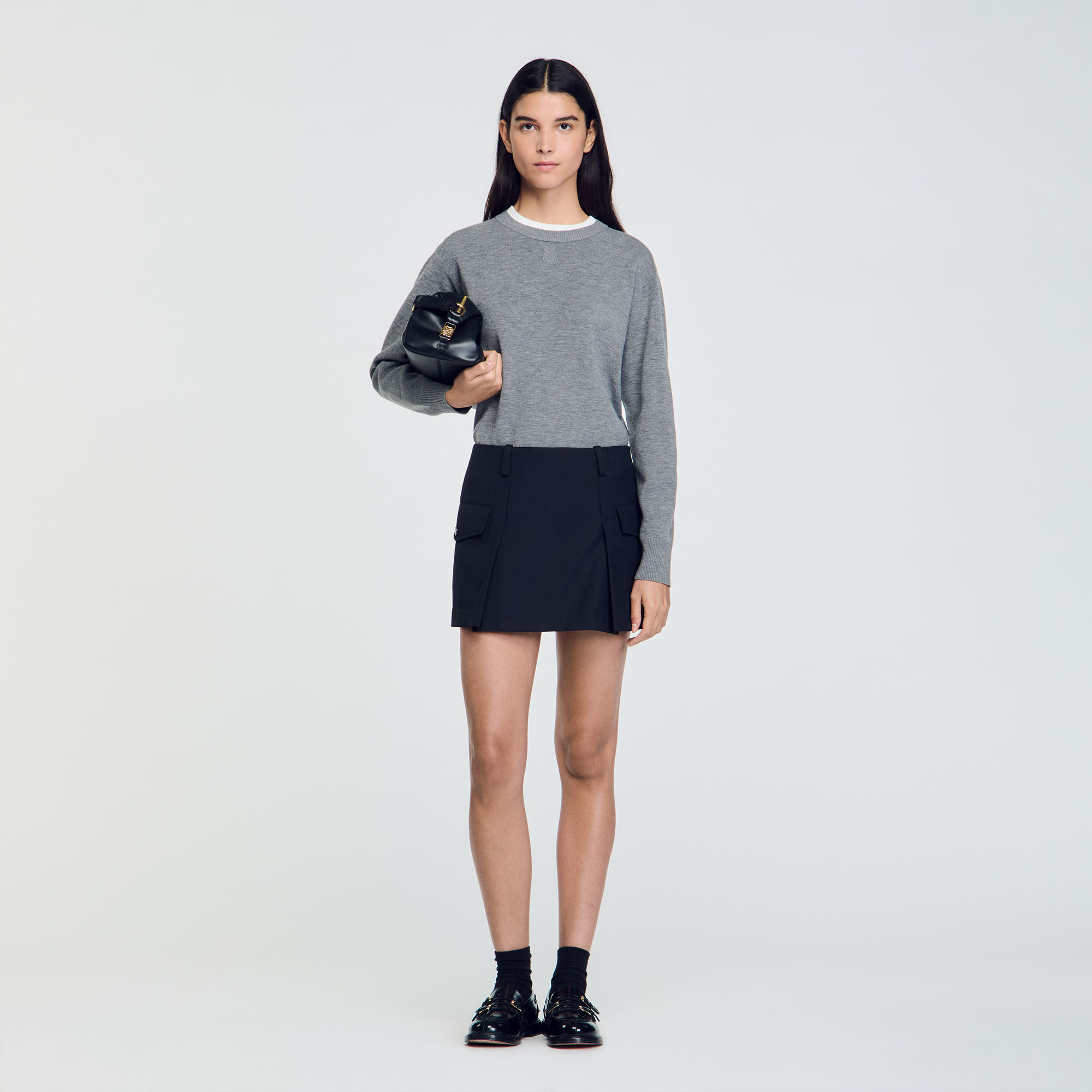 Jupe courte cargo gris noir pour femme Sandro Paris