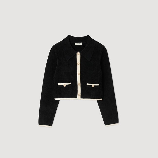 Cardigan bicolore à col chemise
