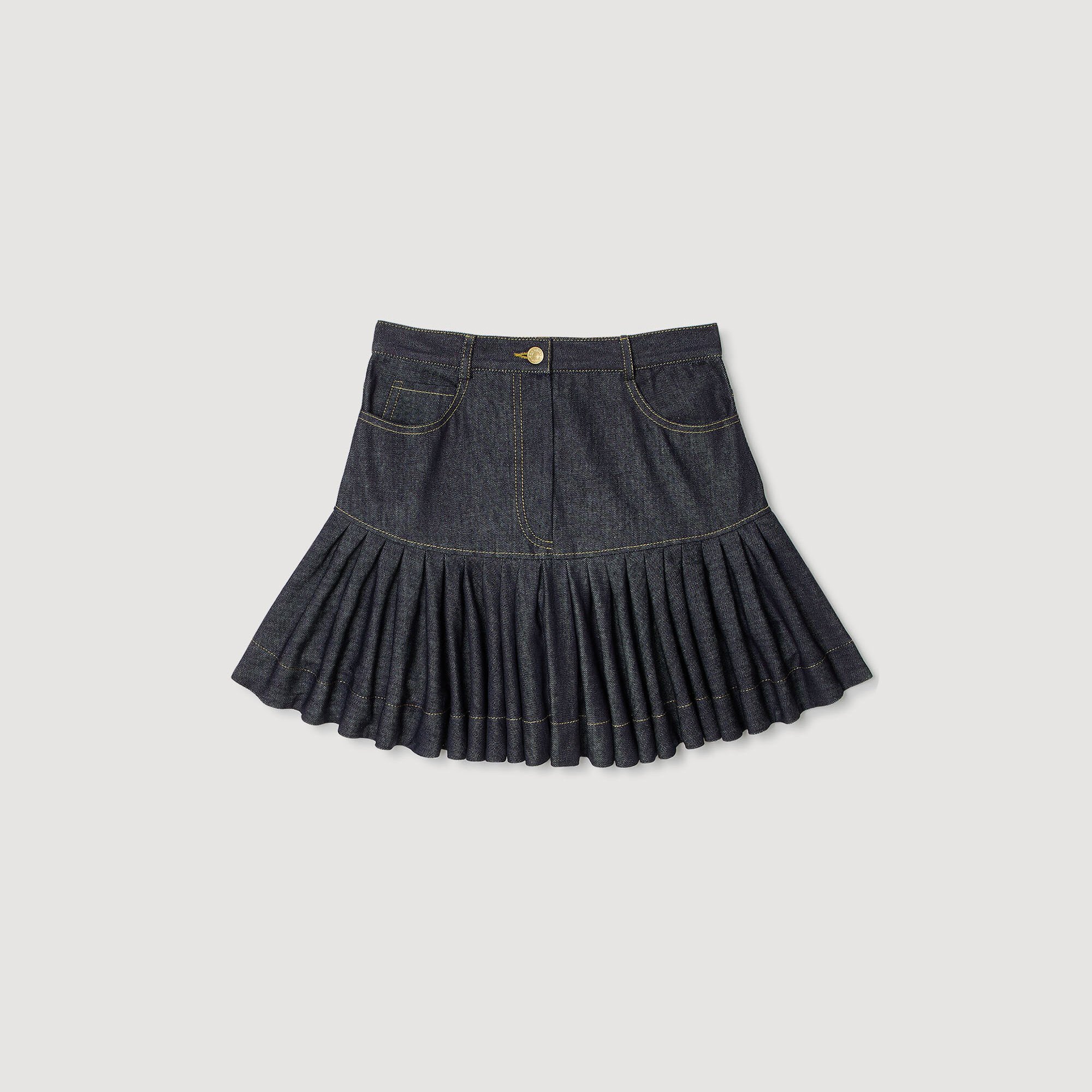 Jupe courte en denim à volants