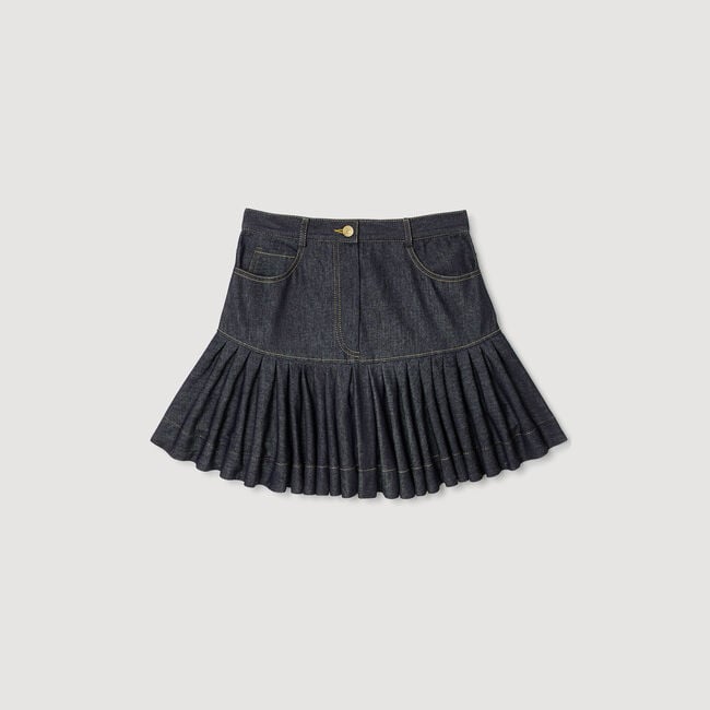 Jupe courte en denim à volants
