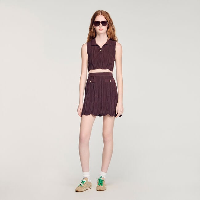 Top court en maille fantaisie