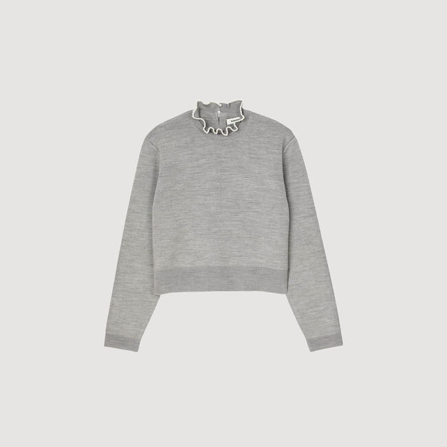 Pull à col volanté