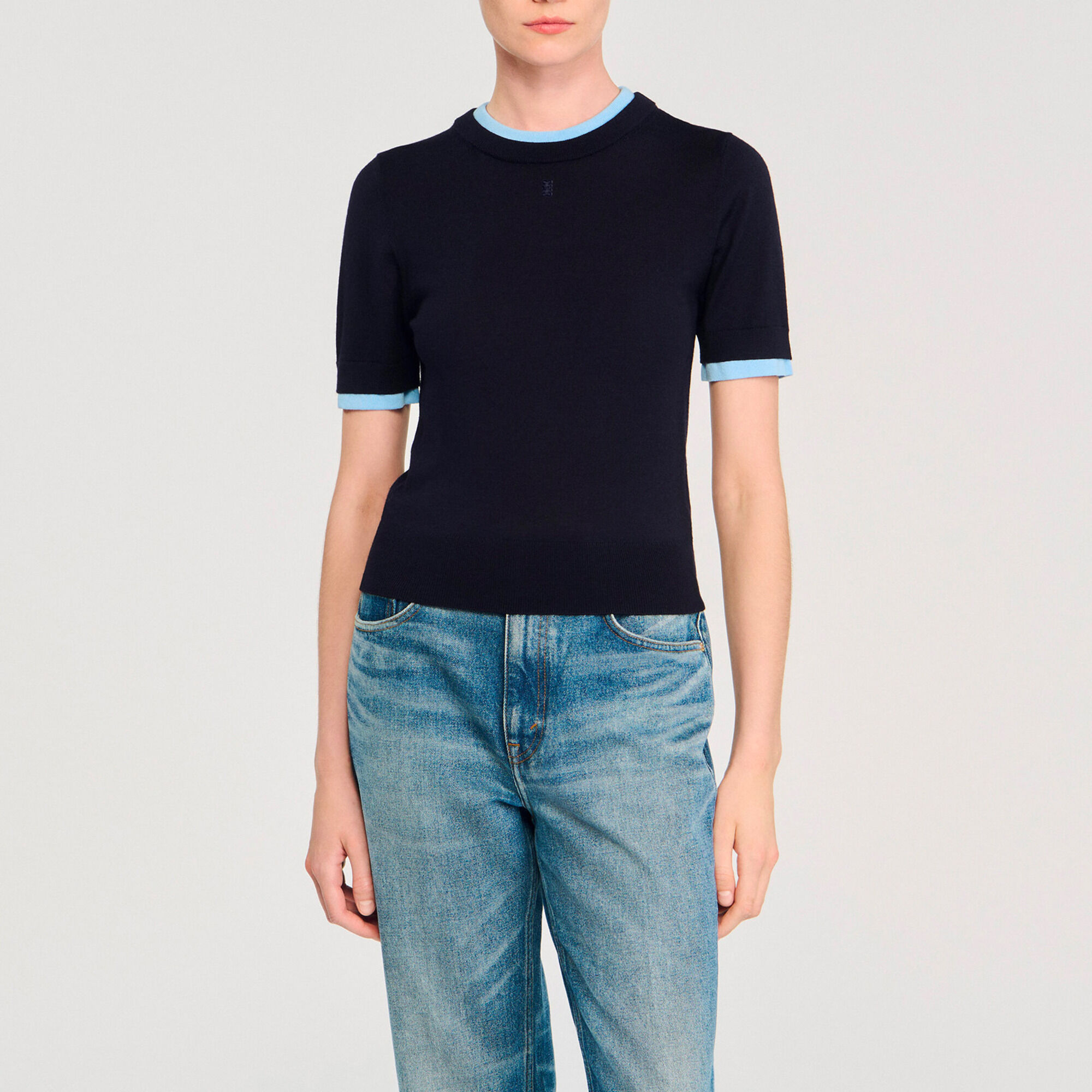 Pull court bicolore - Femme | Sandro Paris