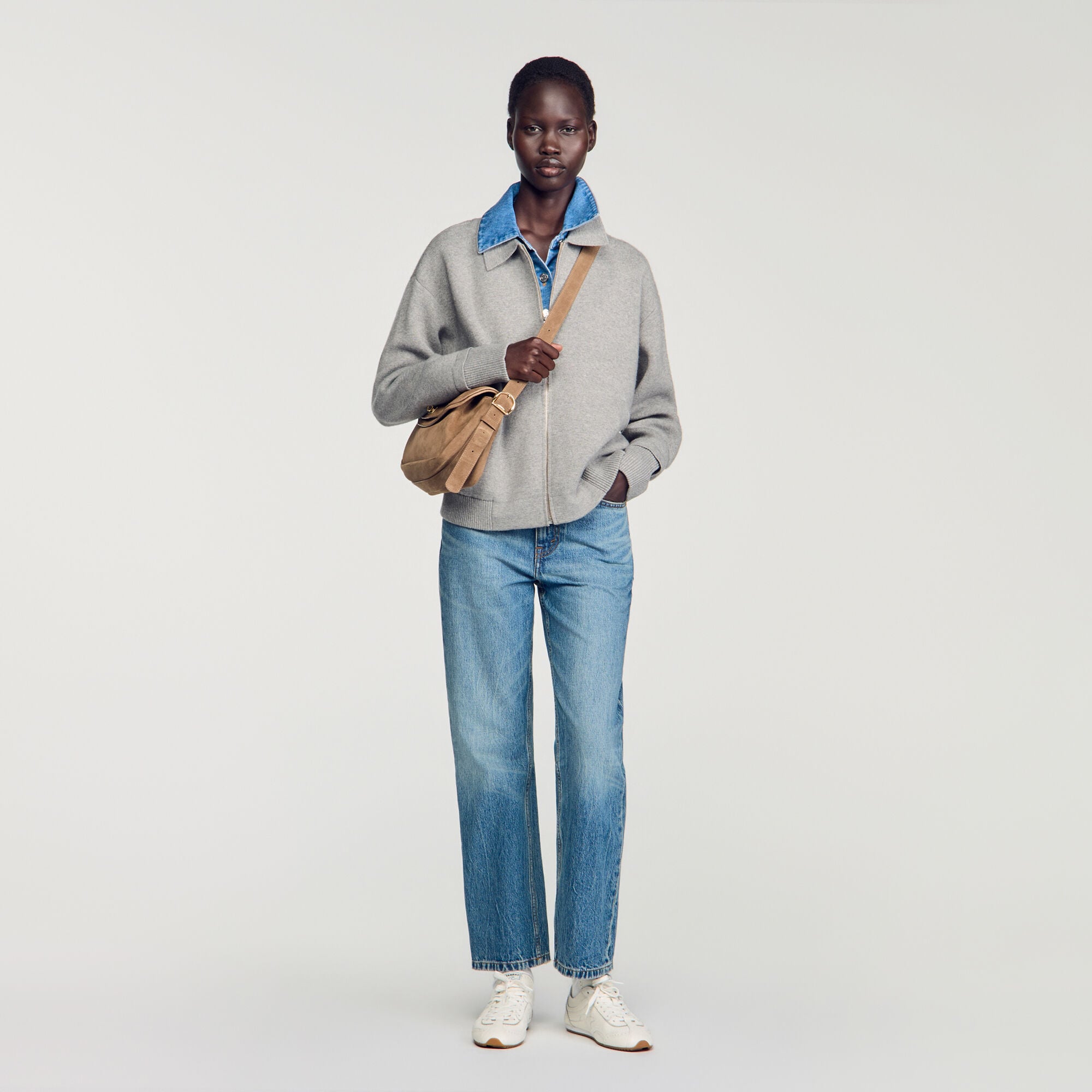 Cardigan zipp&eacute; effet 2 en 1 - Femme | Sandro Paris