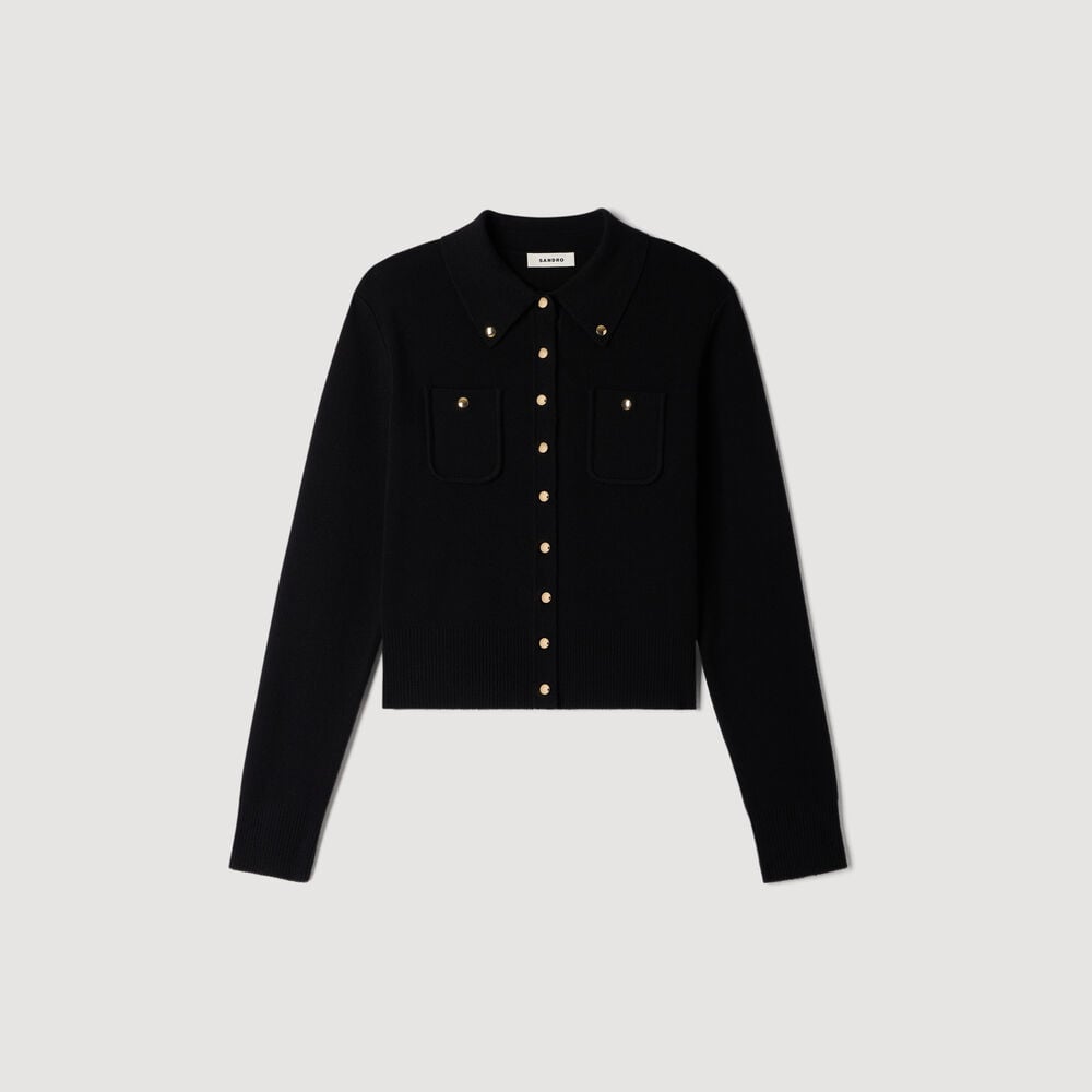 Sandro Cardigan à boutons métalliques – Noir – vue 6