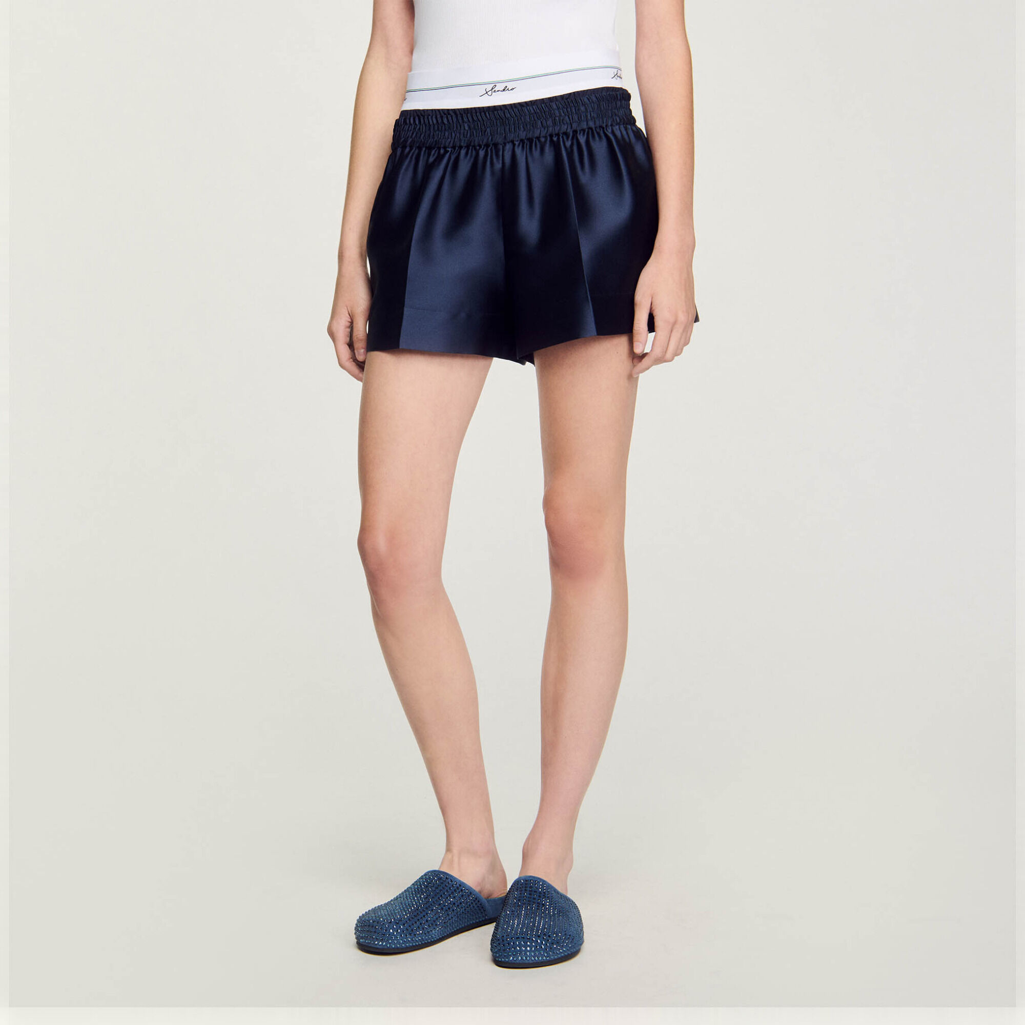 Short 2 en 1 en satin  - Femme | Sandro Paris