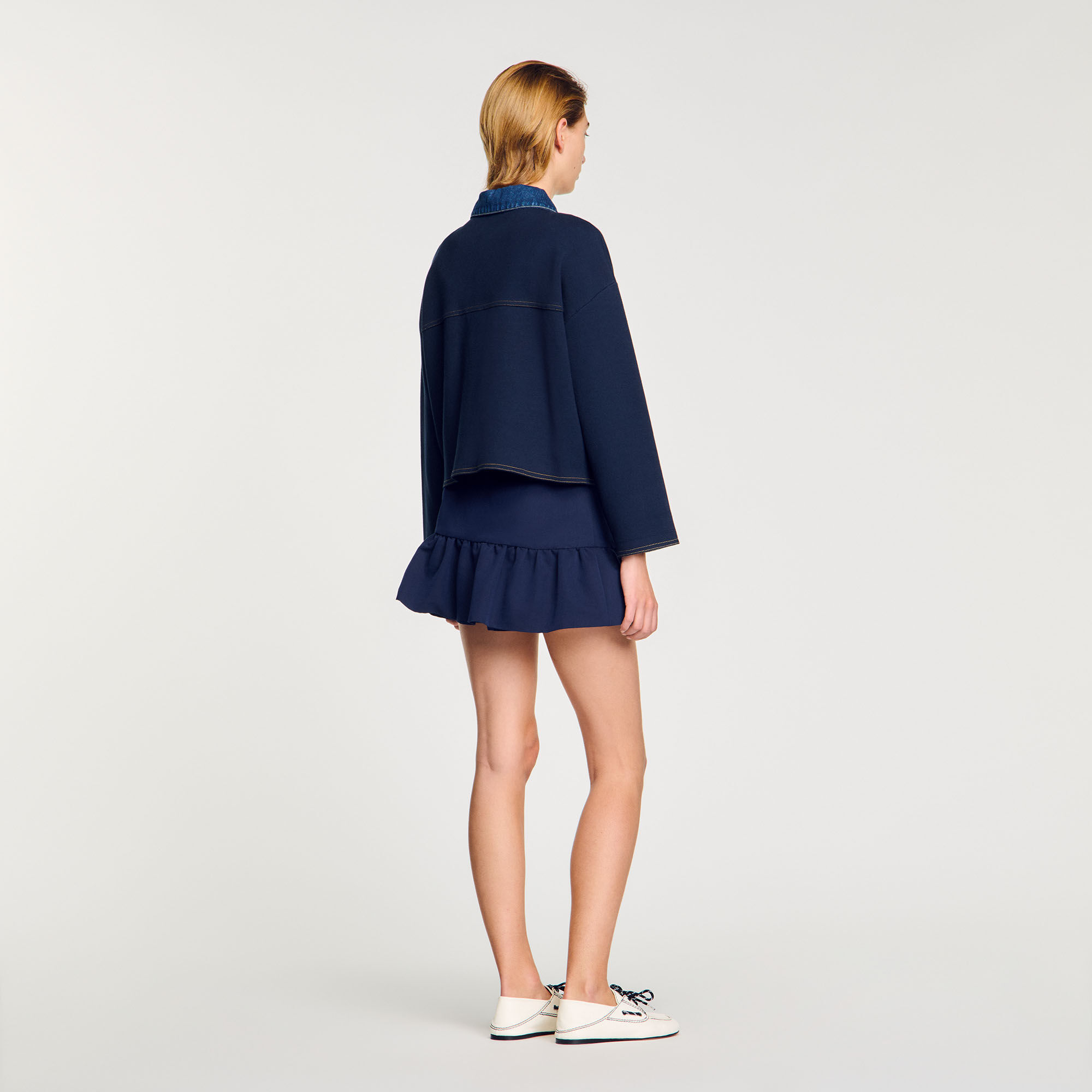 Cardigan à détail denim