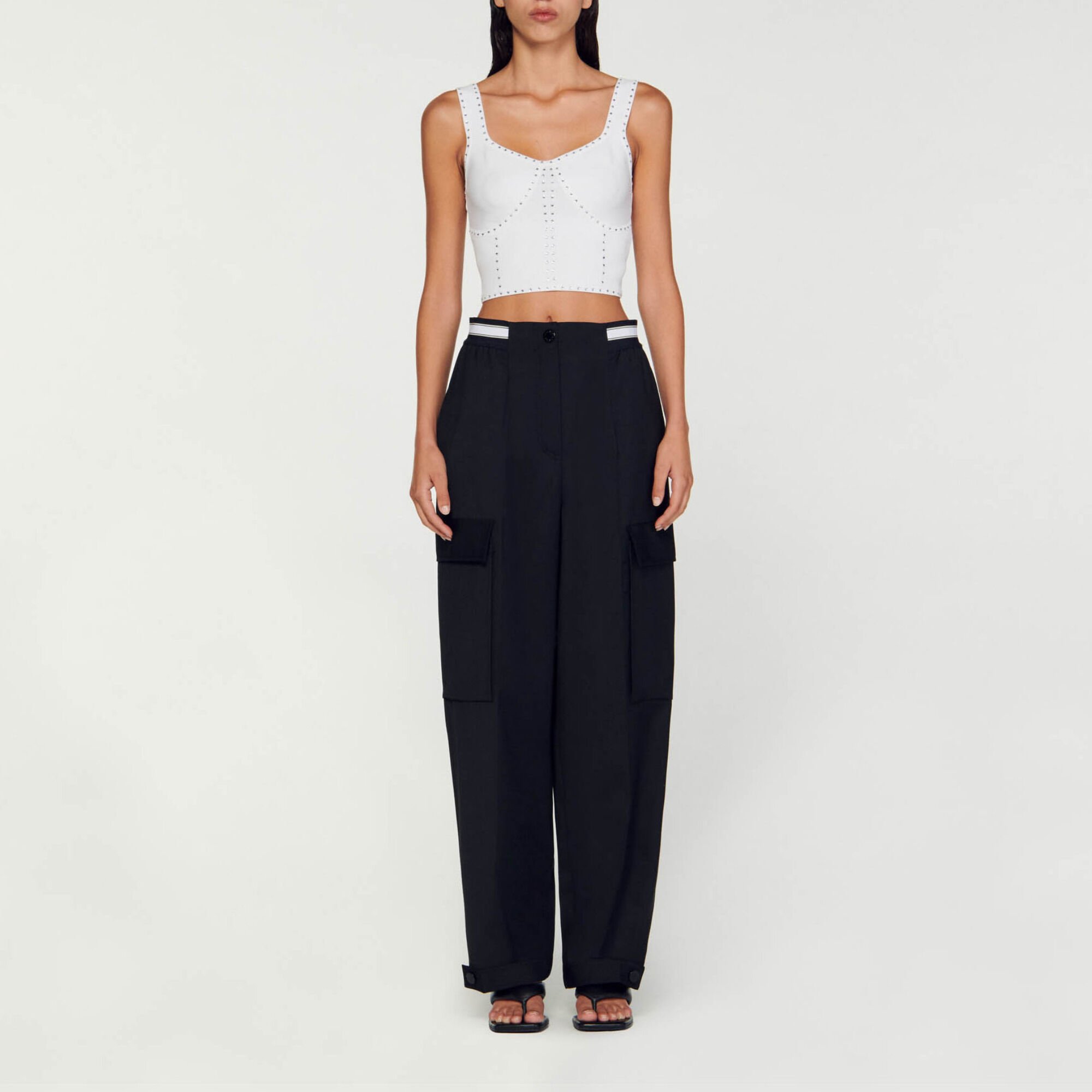 Top court en maille strassé