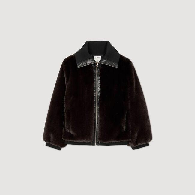 Manteau court en fausse fourrure 