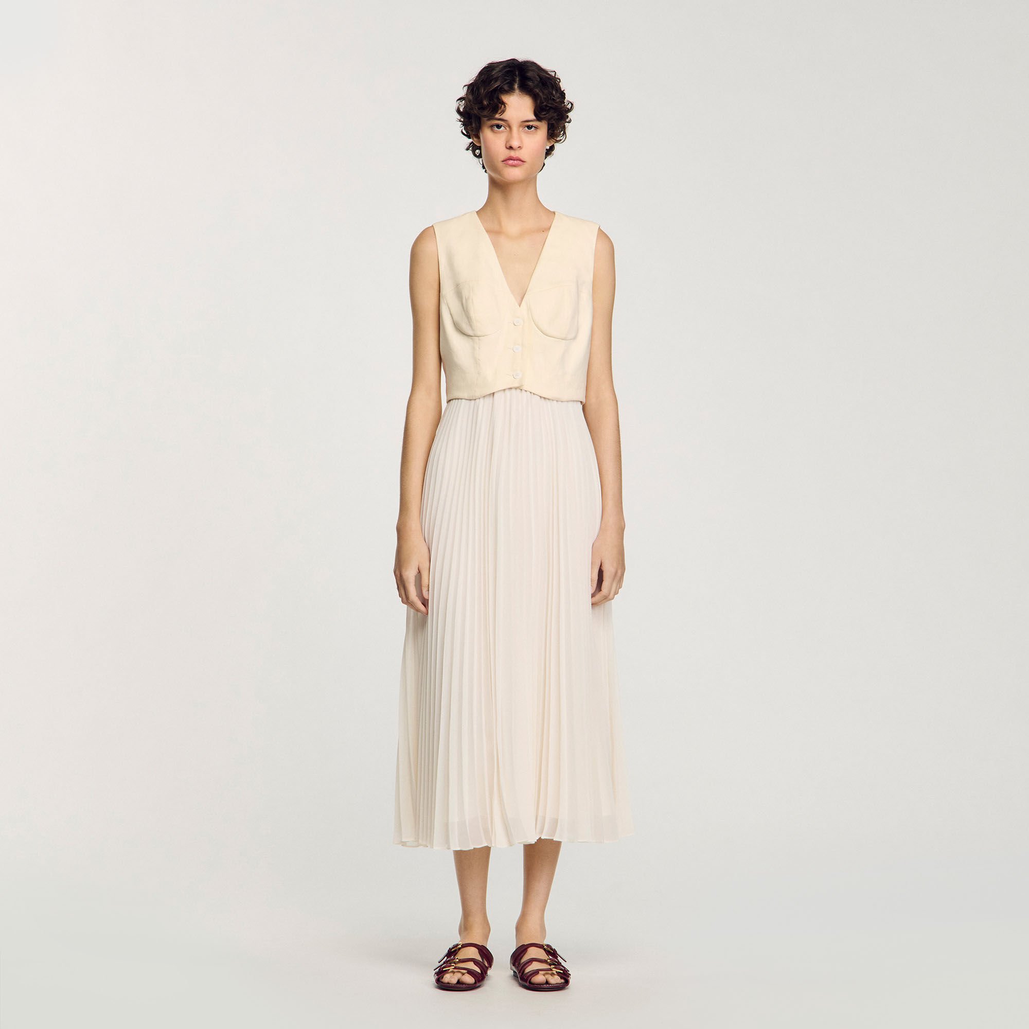 Robe longue plissée