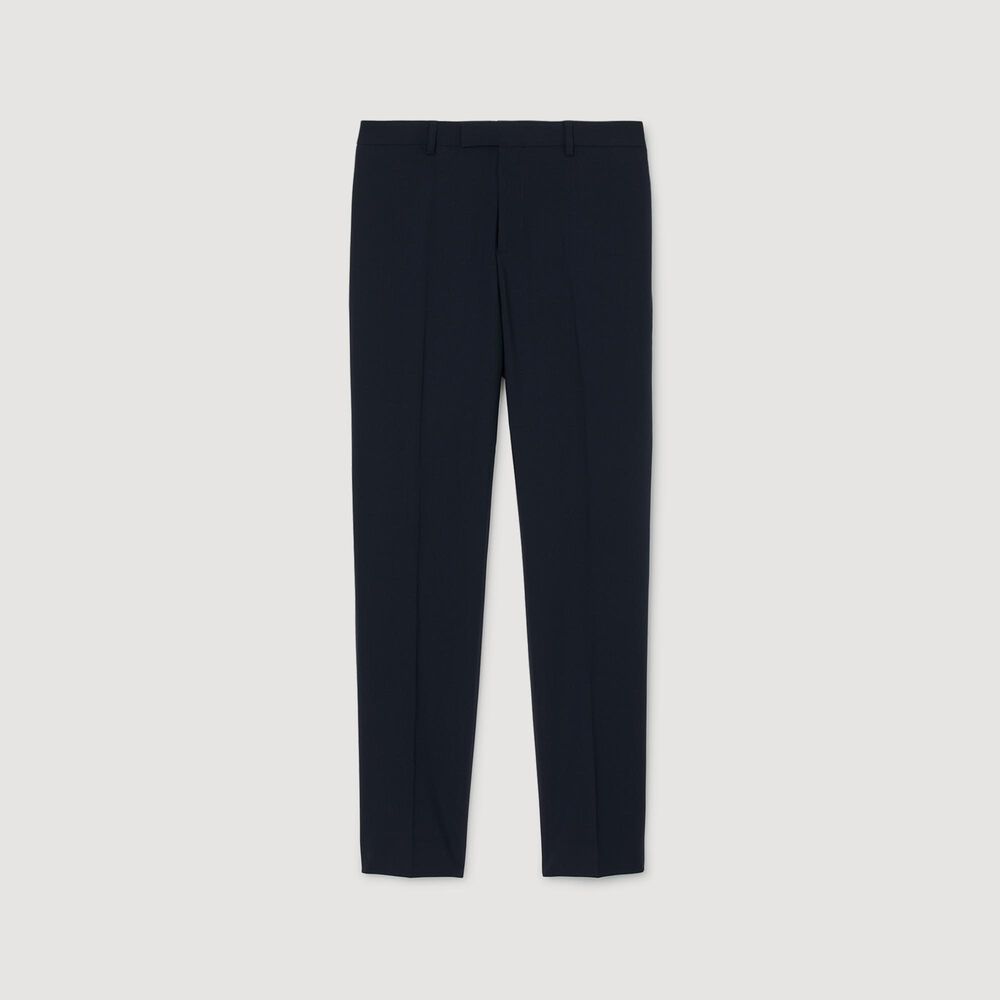 Sandro Pantalon de costume en laine – Marine – vue 6