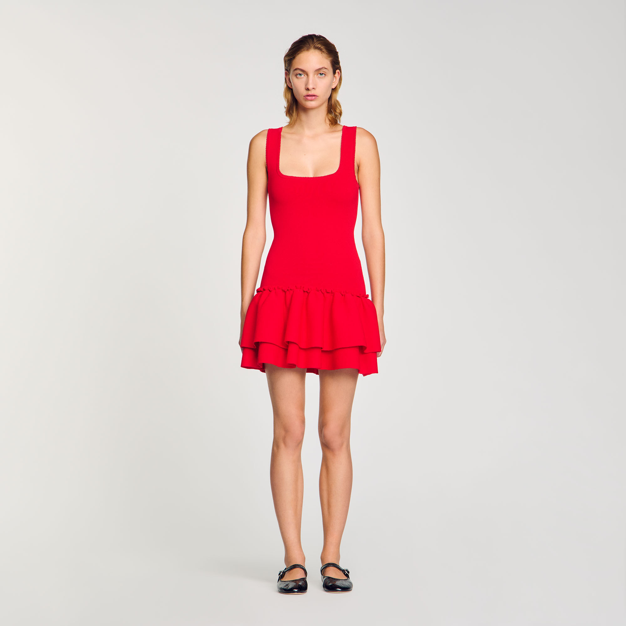Robe courte col carré