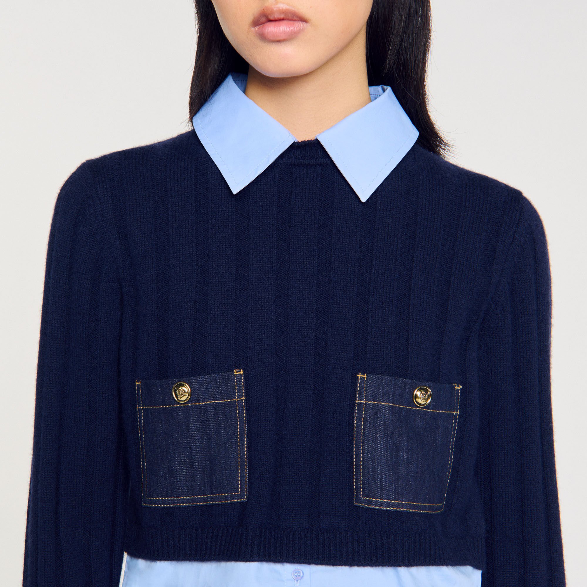 Pull court en laine et cachemire