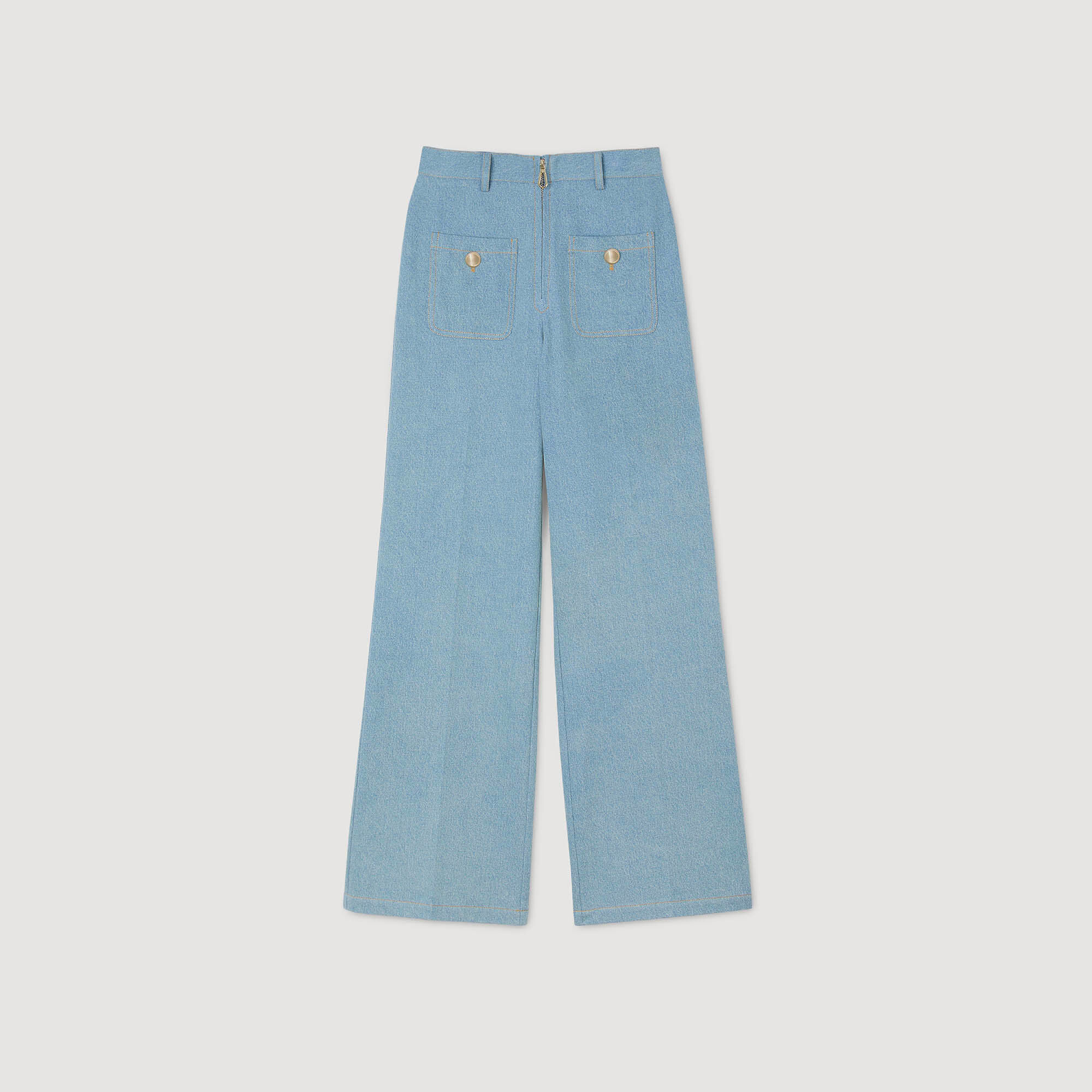 Jean large à taille haute délavé