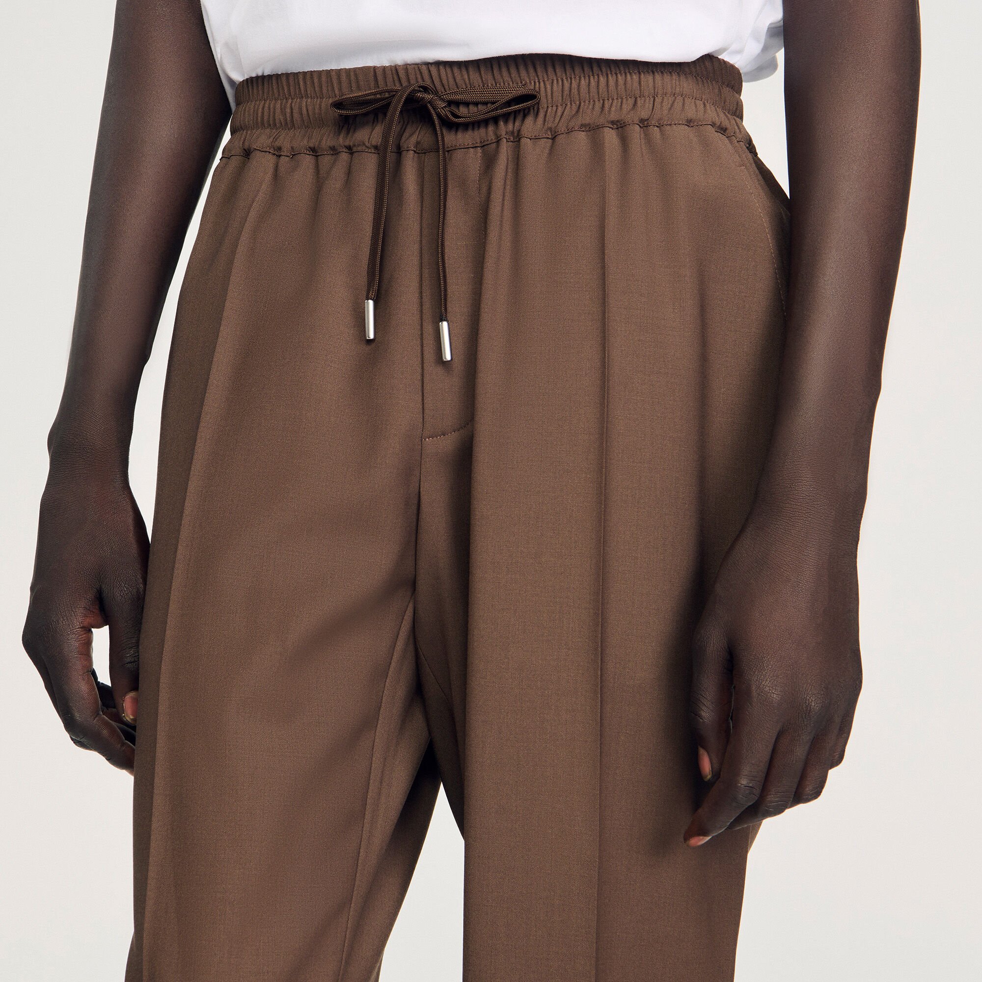 Pantalon élastiqué en laine