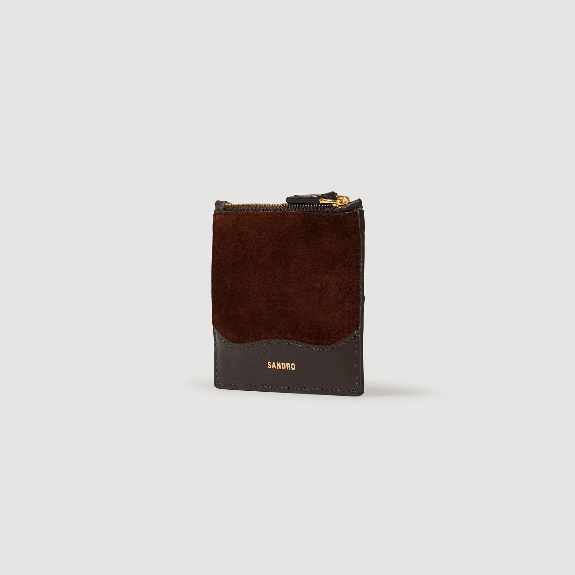 Porte-cartes en cuir et cuir suède