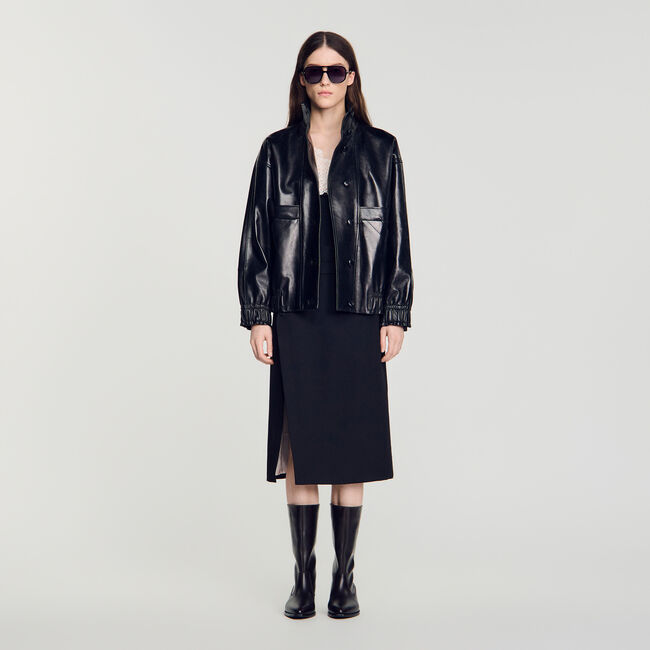 Blouson oversize en cuir