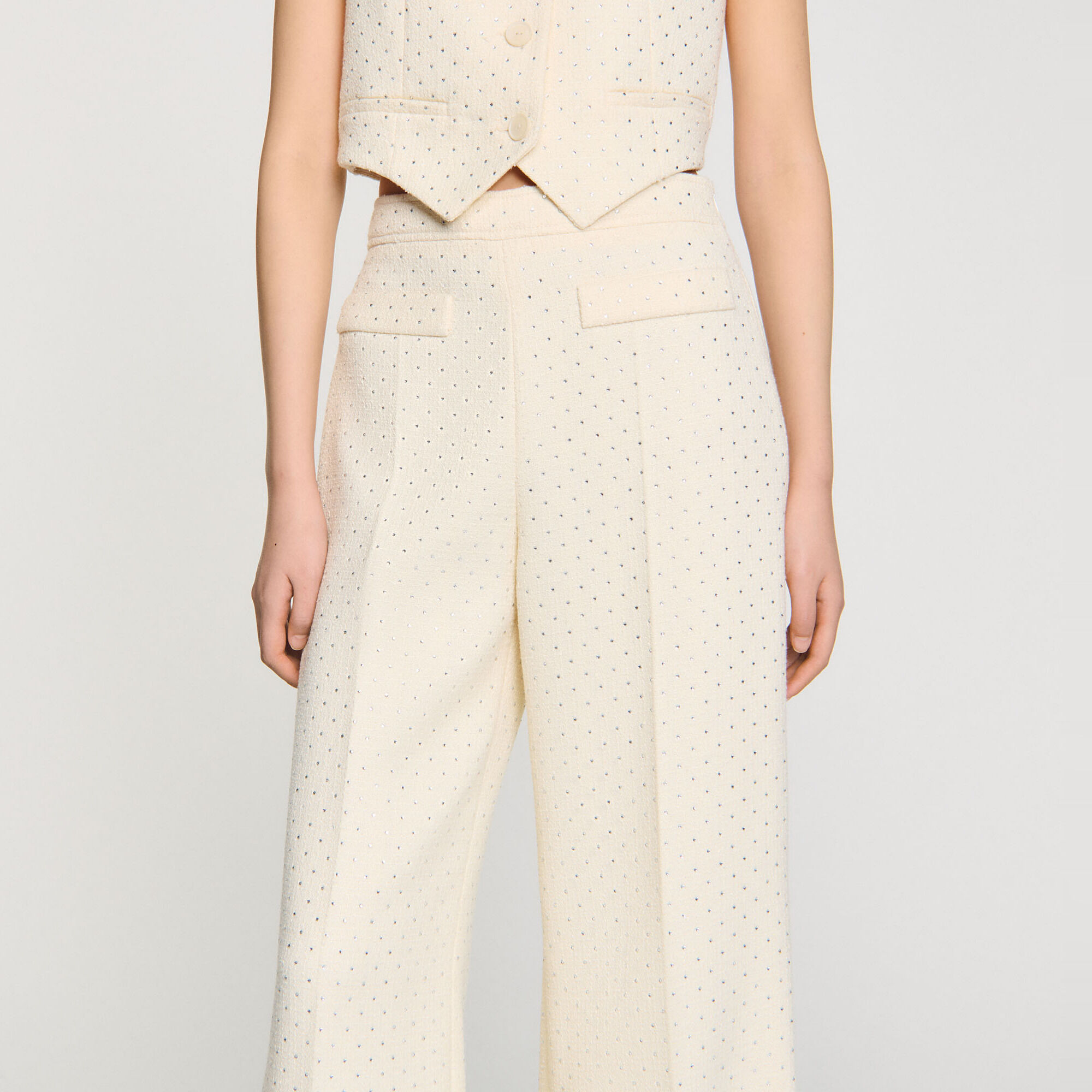 Pantalon en tweed strass&eacute; - Femme | Sandro Paris