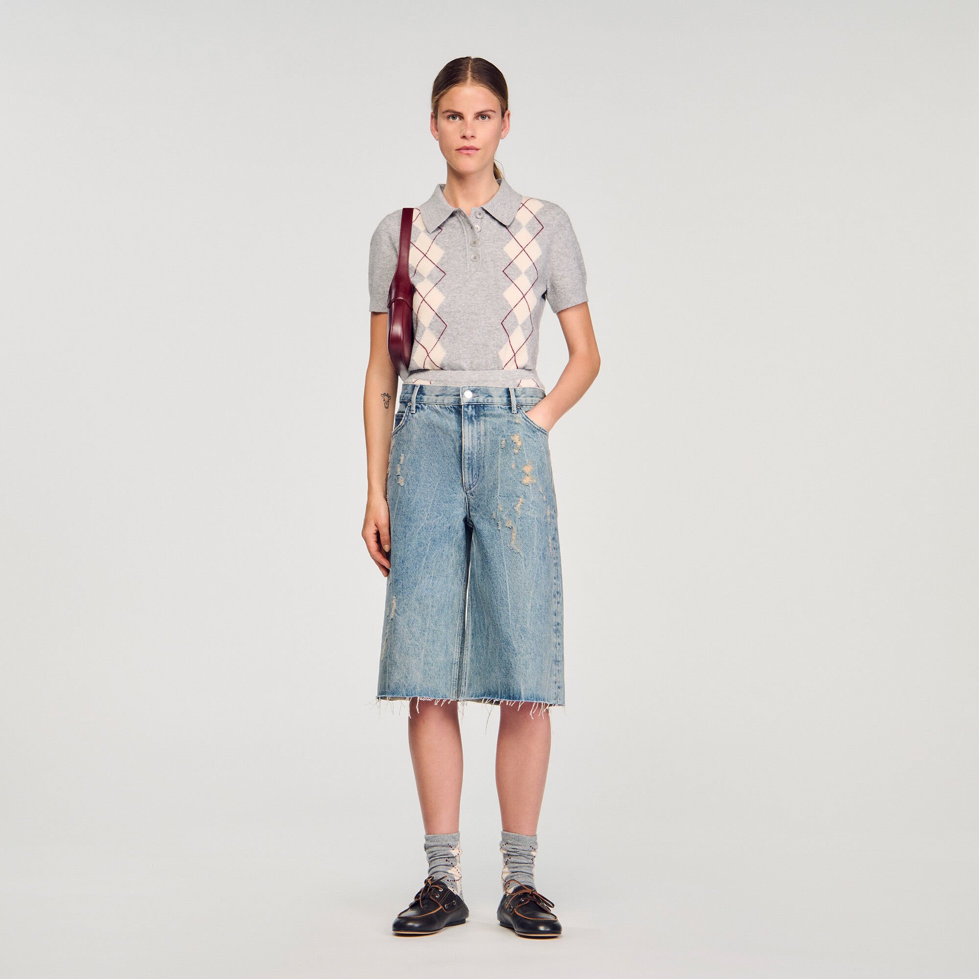 Pull à losanges et col polo