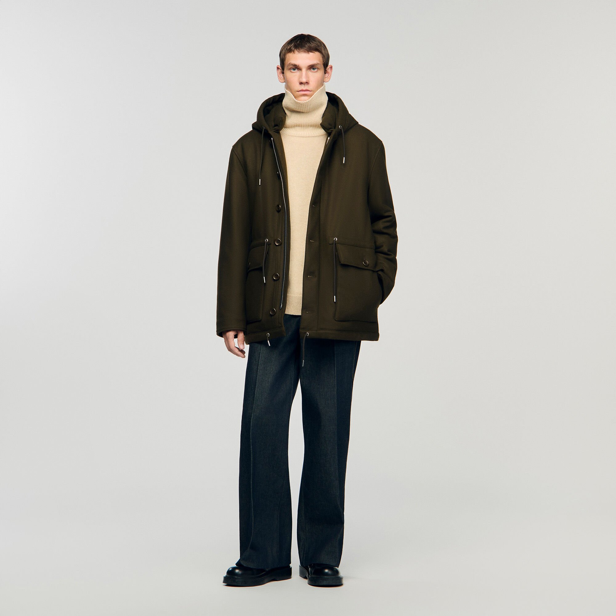 Parka en laine avec capuche