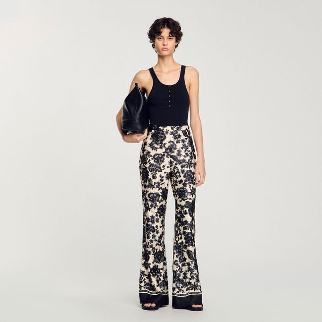 Pantalon à imprimé fleuri hawaïen