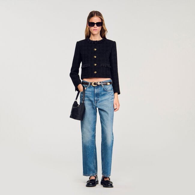 Veste en tweed à volants