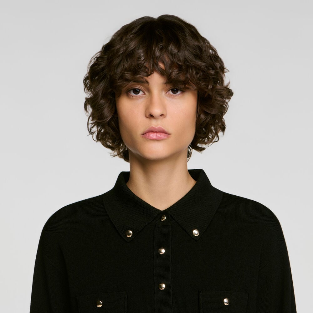 Sandro Cardigan à boutons métalliques – Noir – vue 3