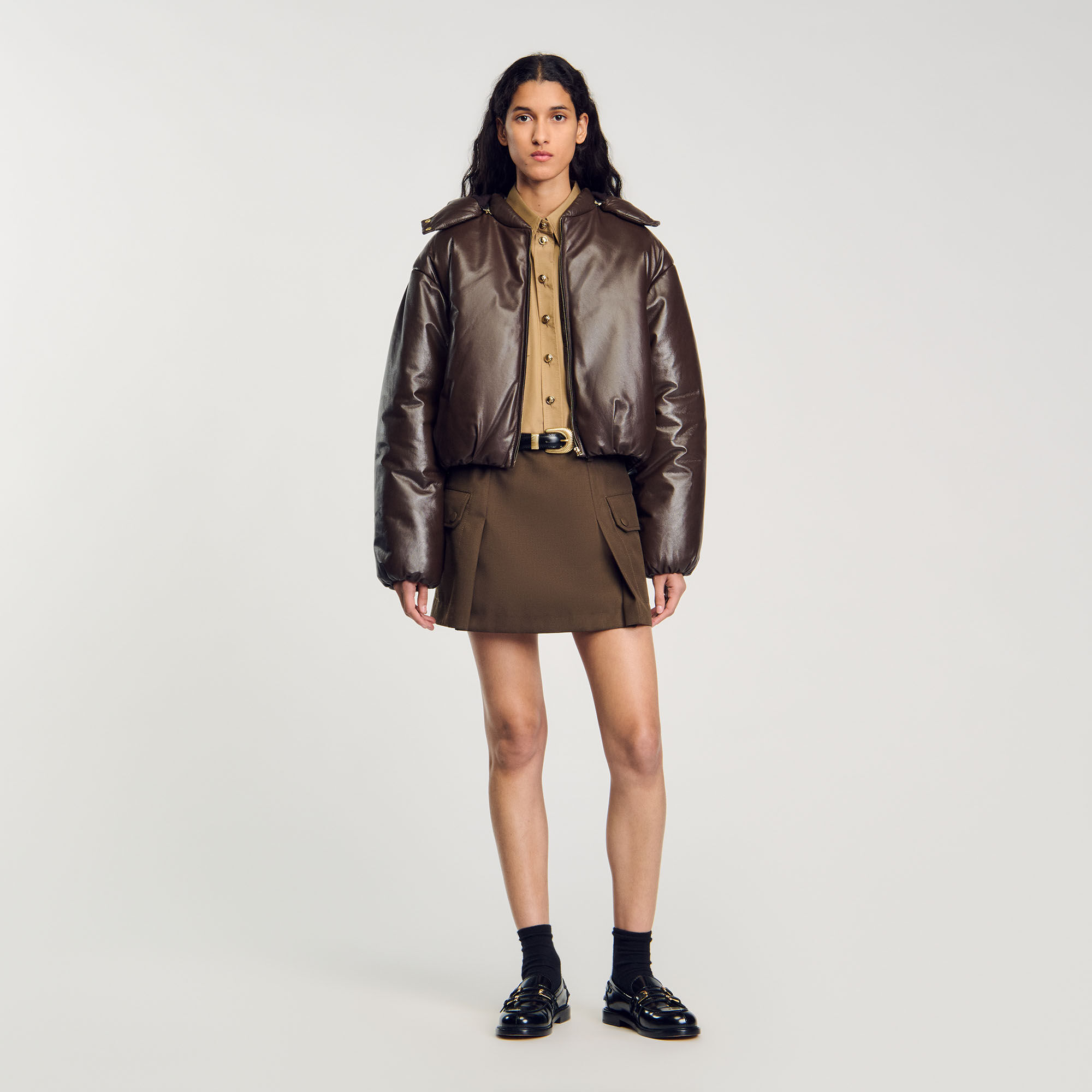 Blouson en cuir glacé