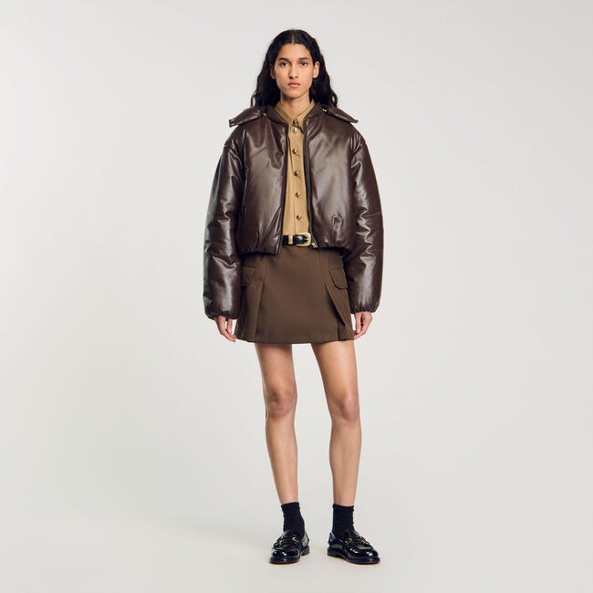 Blouson en cuir glacé