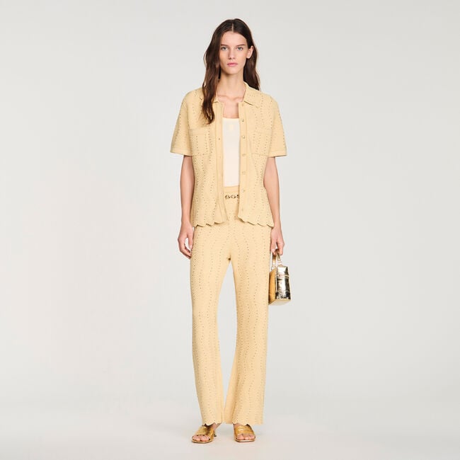 Pantalon en maille strassée