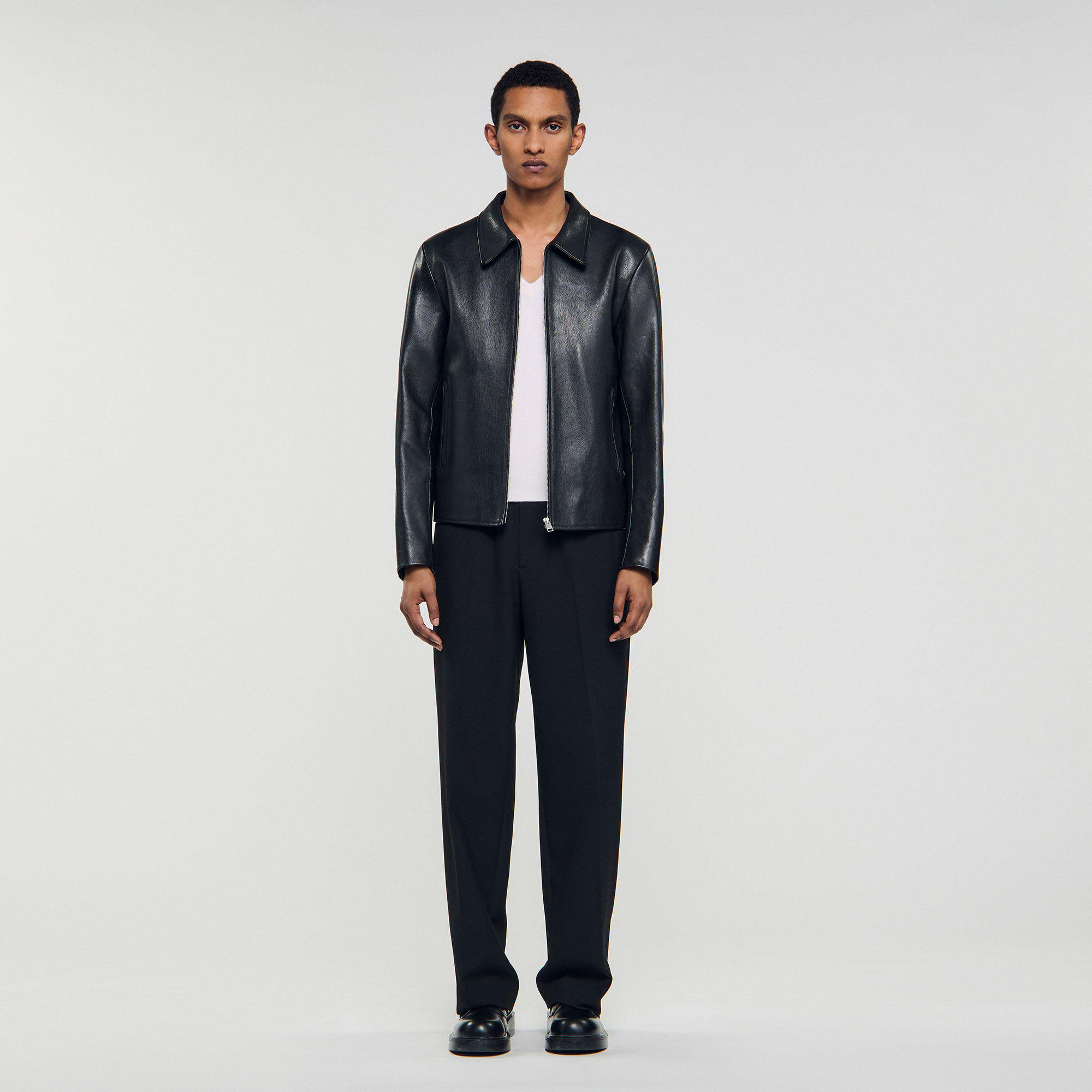 Blouson en cuir zippé