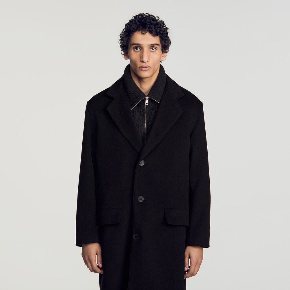 Sandro Manteau long en laine et cachemire – Noir – vue 4