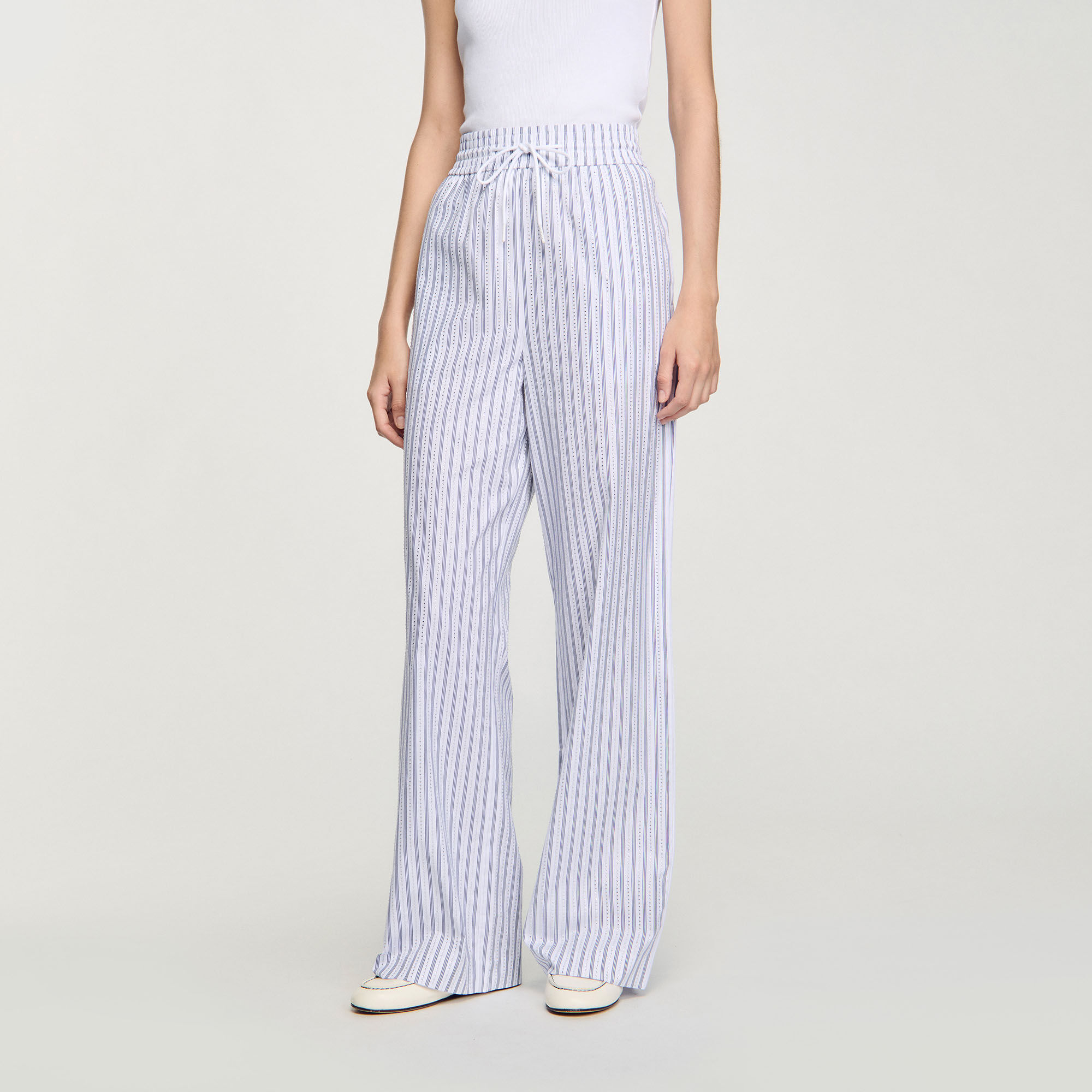 Pantalon à rayures strassé