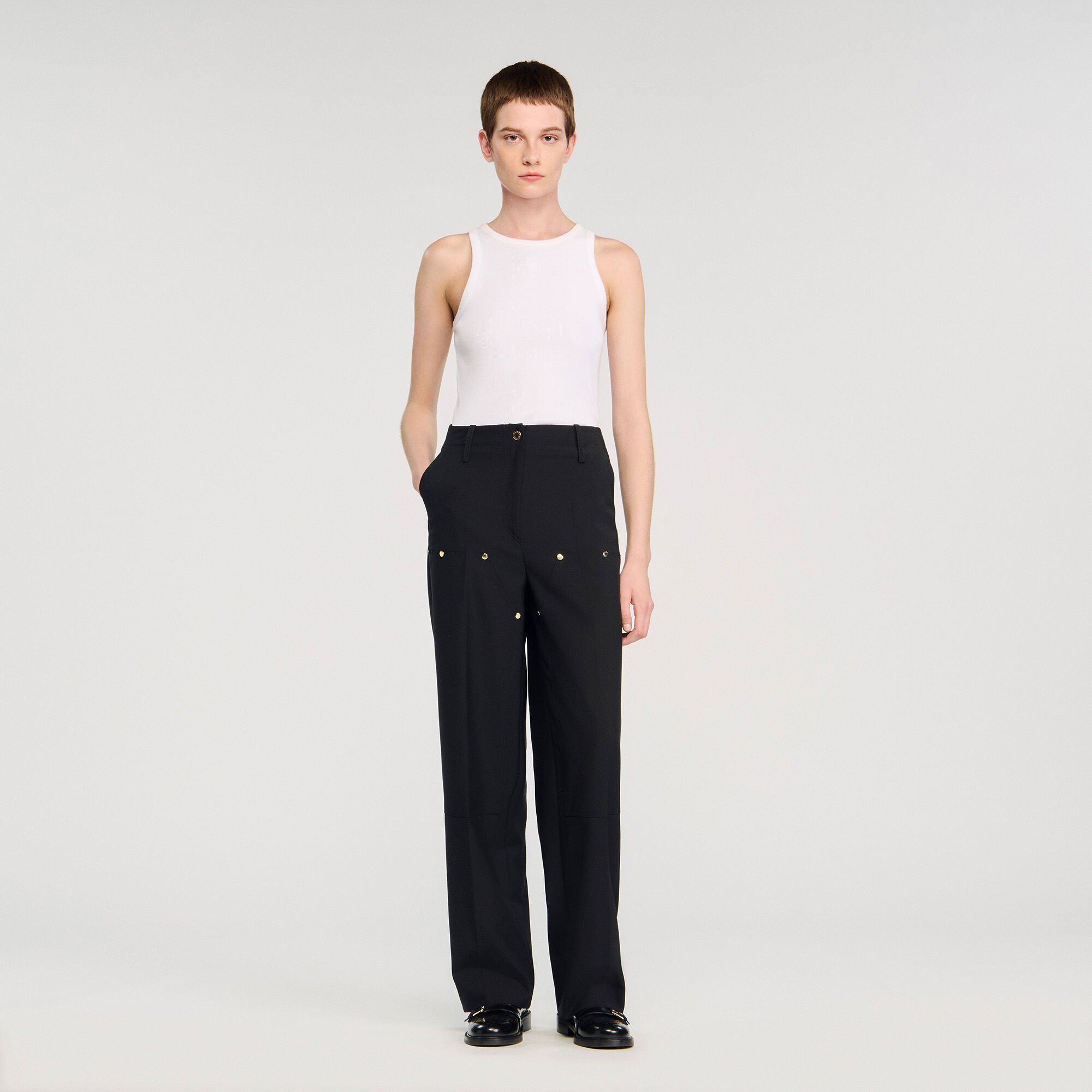 Pantalon fluide à rivets