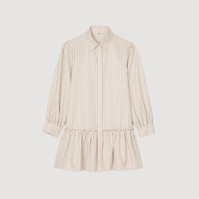 Robe chemise strassée à rayures