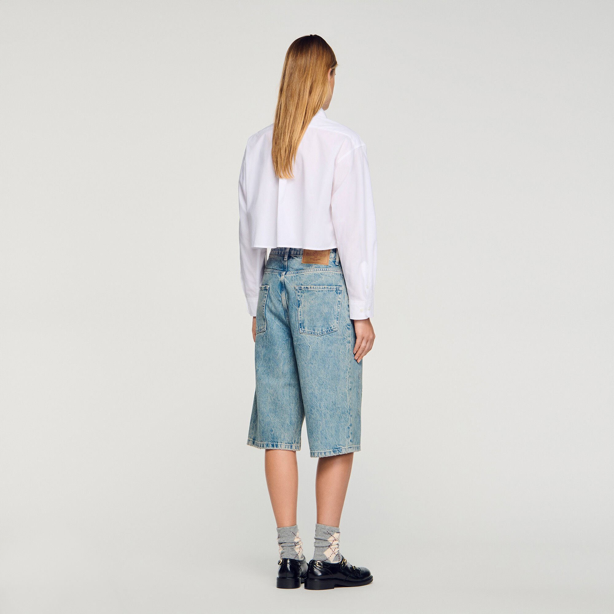 Bermuda en jean effet usé