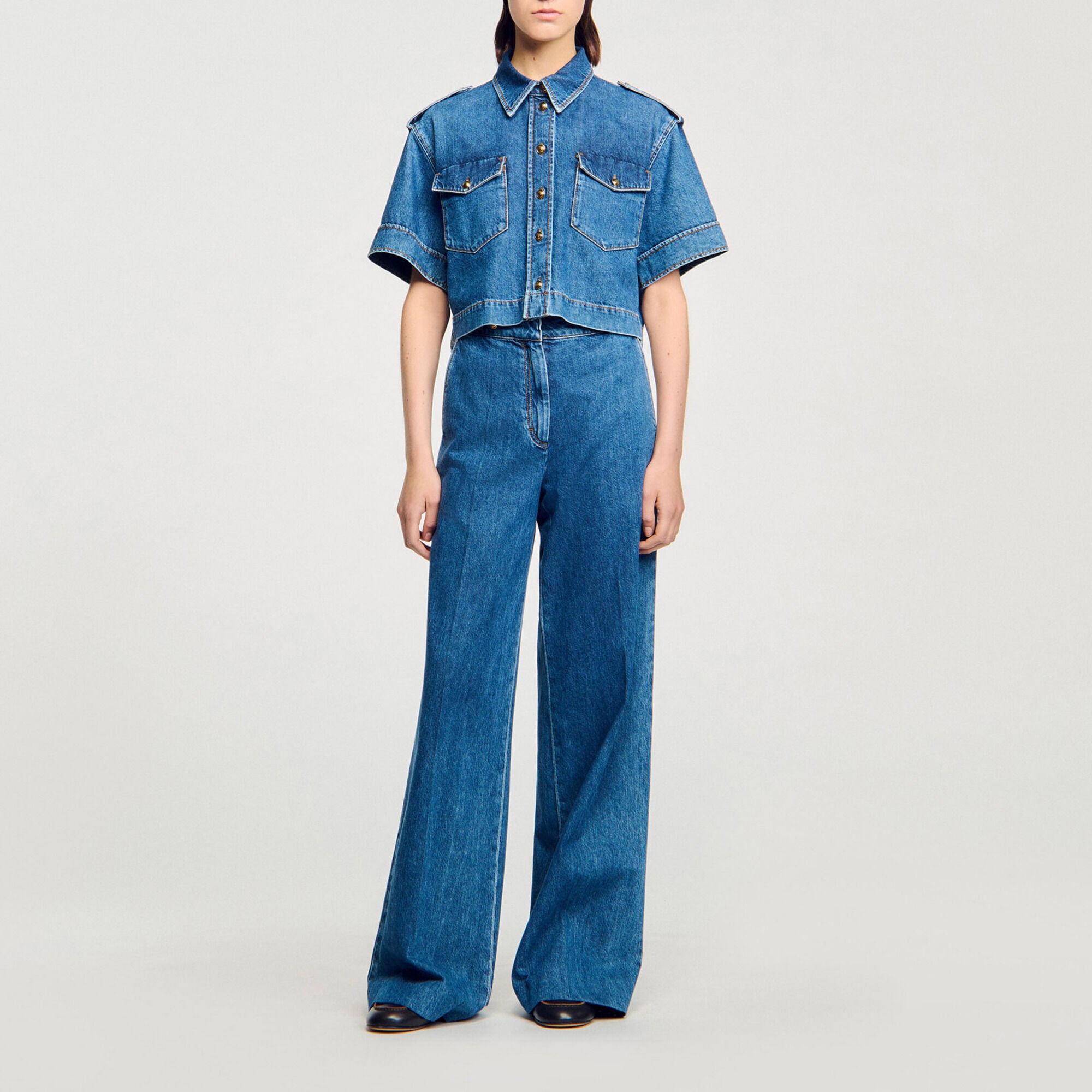 Chemise courte en denim - Femme | Sandro Paris