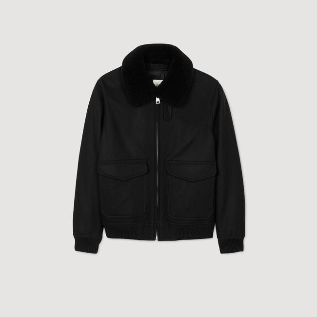 Blouson en laine col amovible
