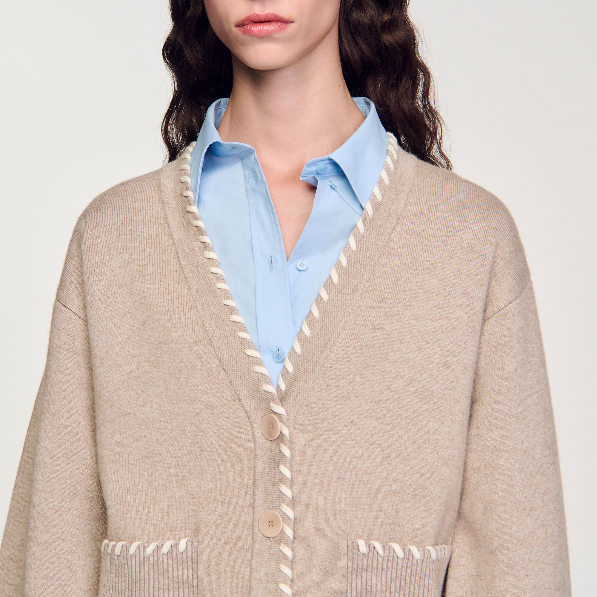 Cardigan à liseré contrasté