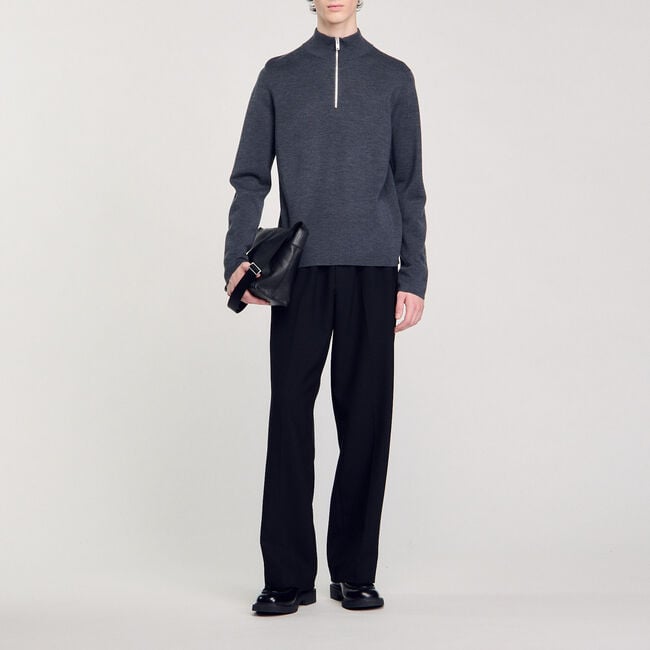Pull en laine à col zippé