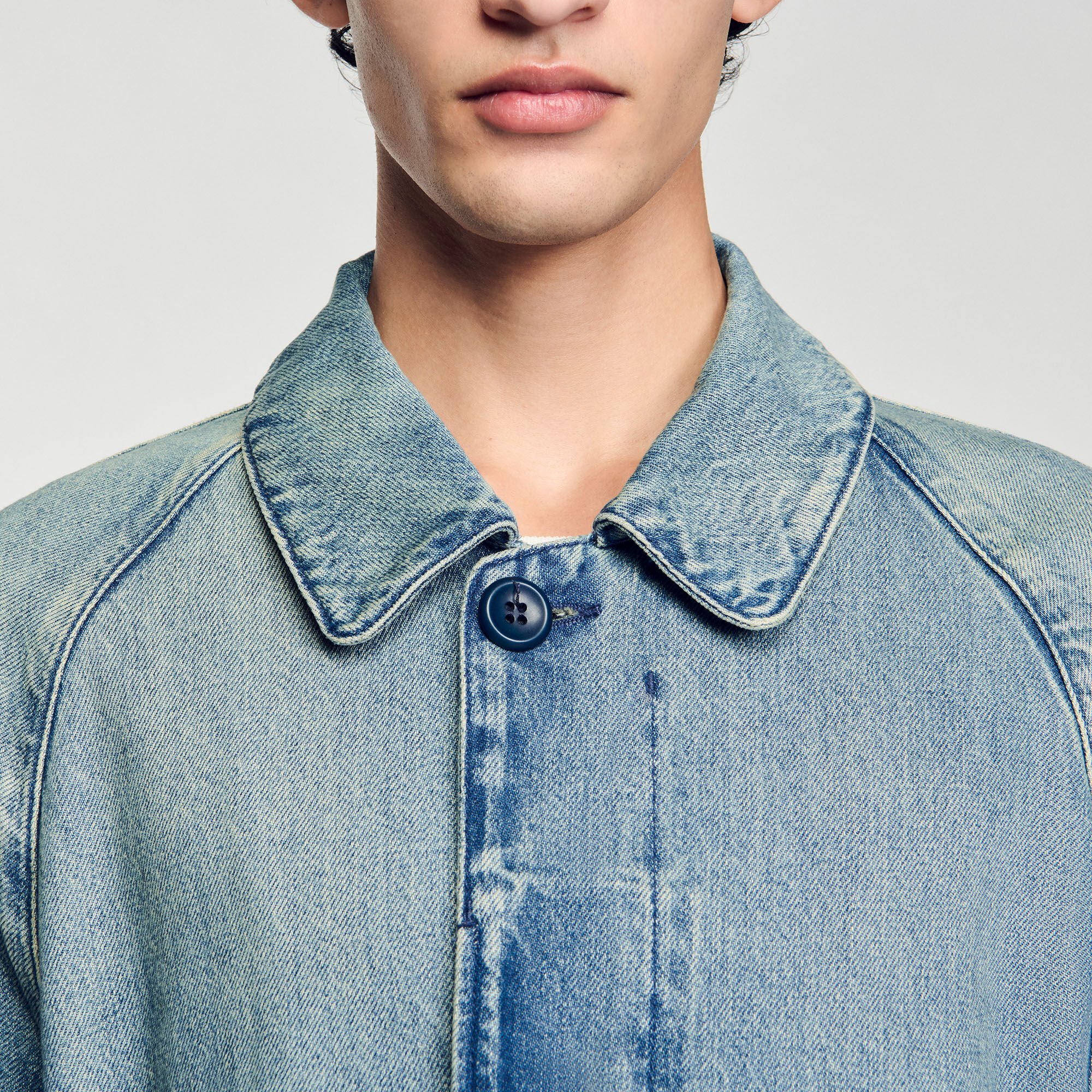 Manteau long en jean délavé 