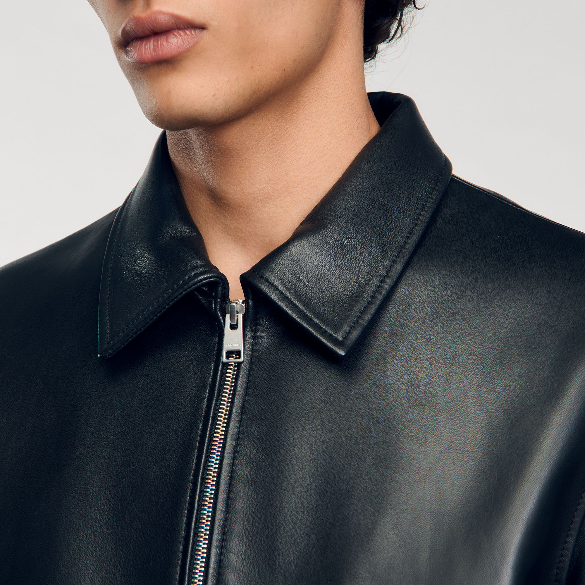 Blouson en cuir lisse