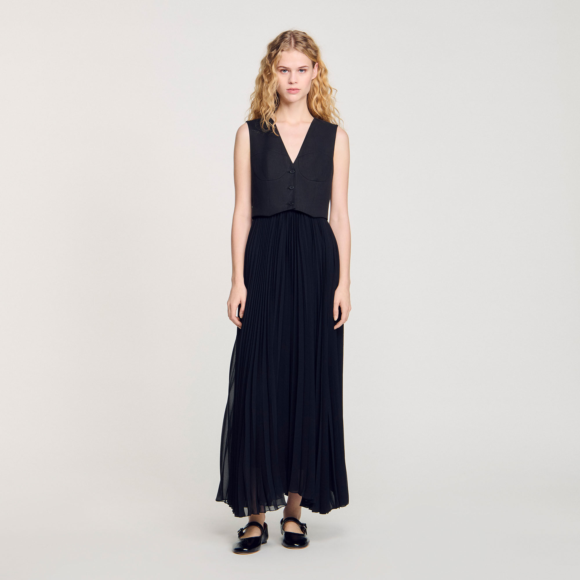 Robe longue plissée