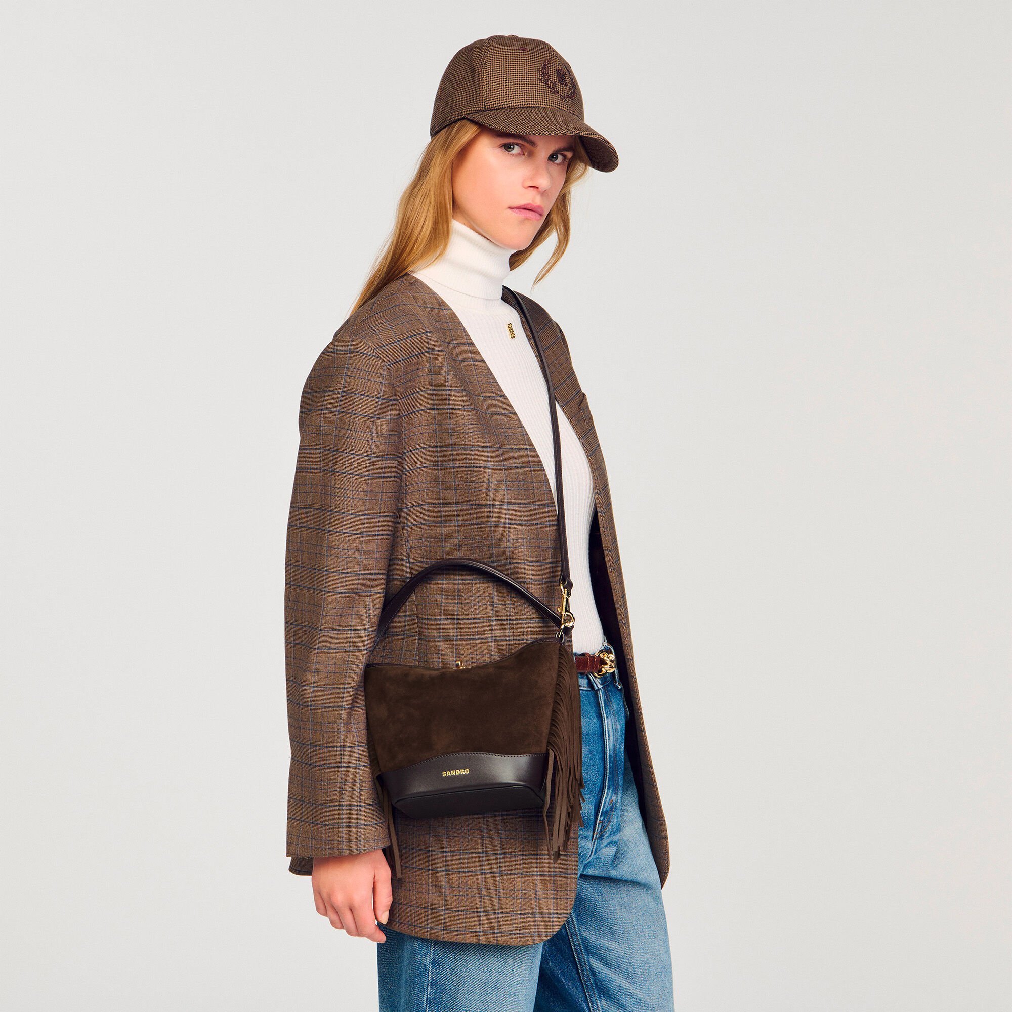 Sac seau TANGOSO en suède à franges