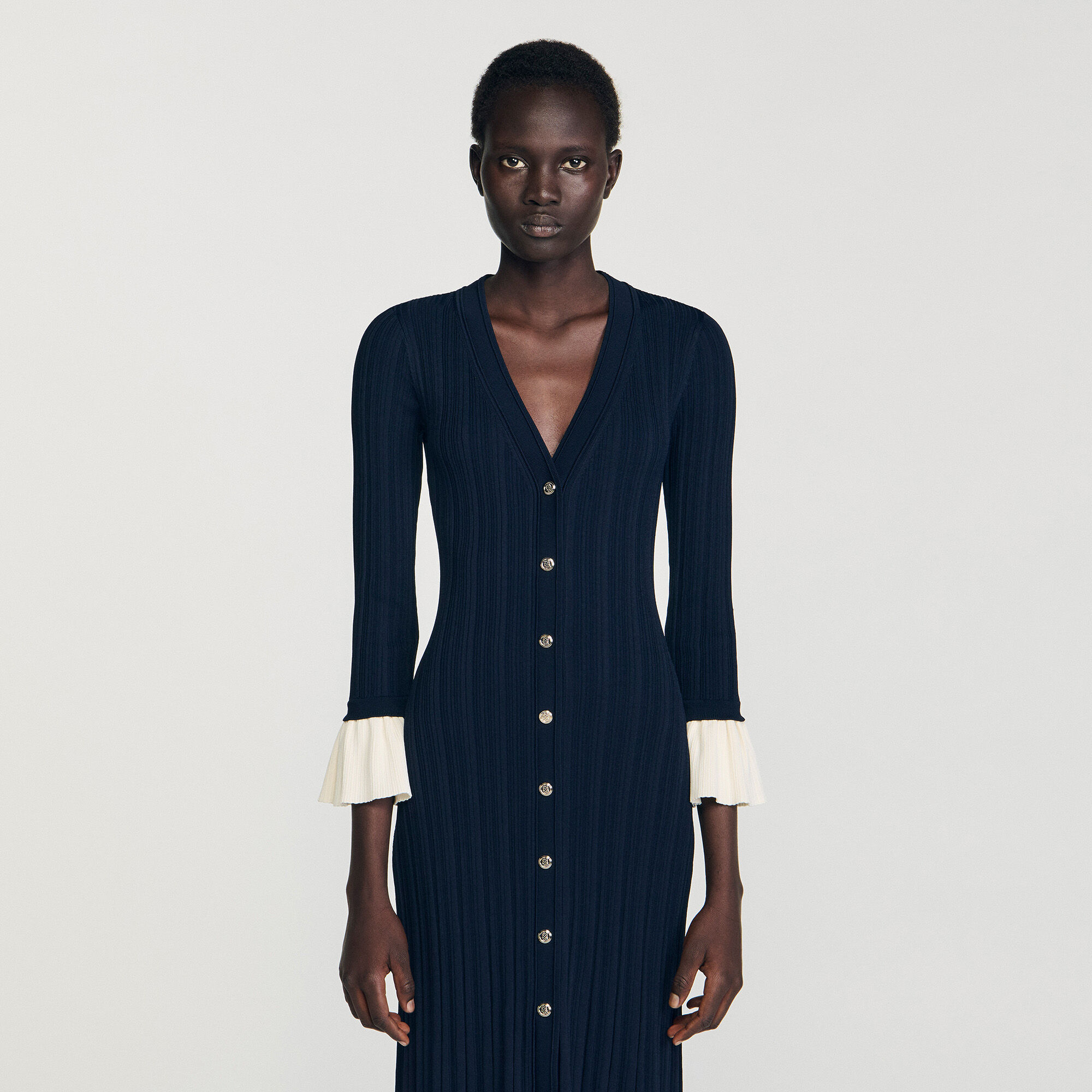 Robe longue en maille bicolore