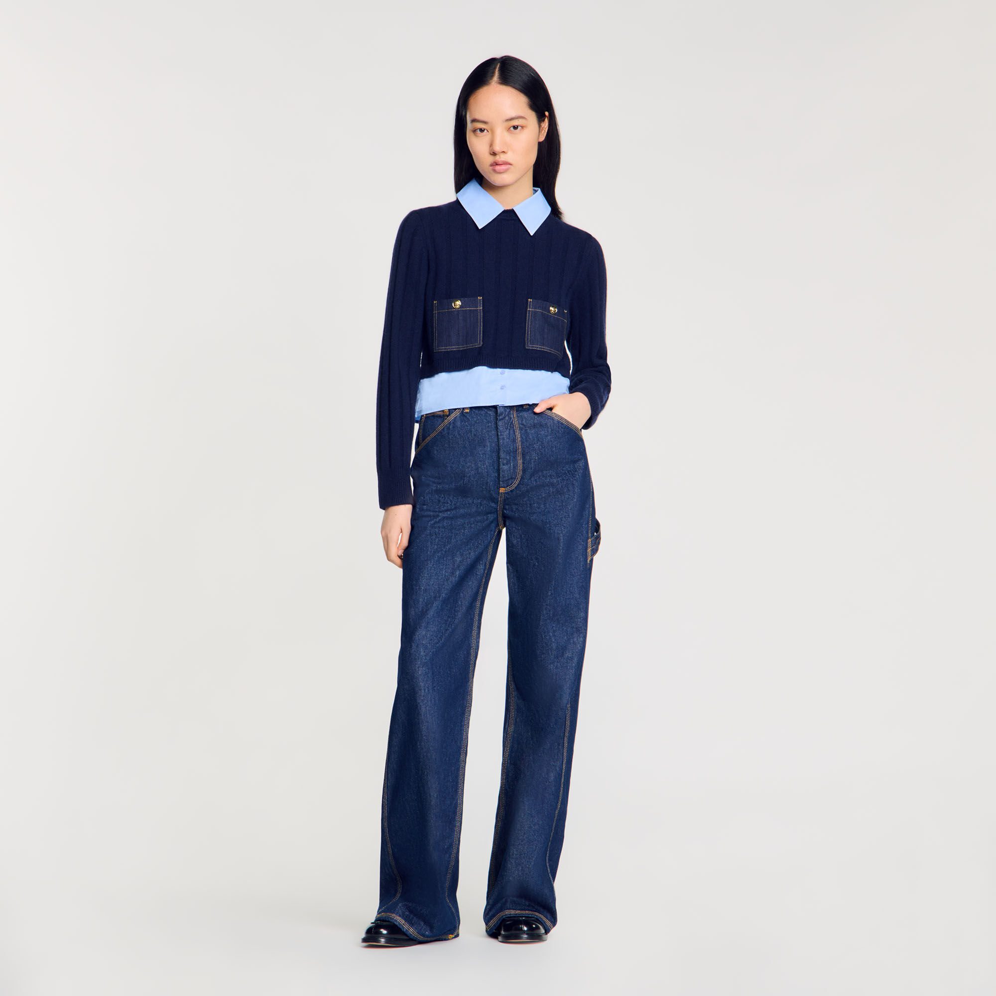 Pull sandro bleu marine hot sale