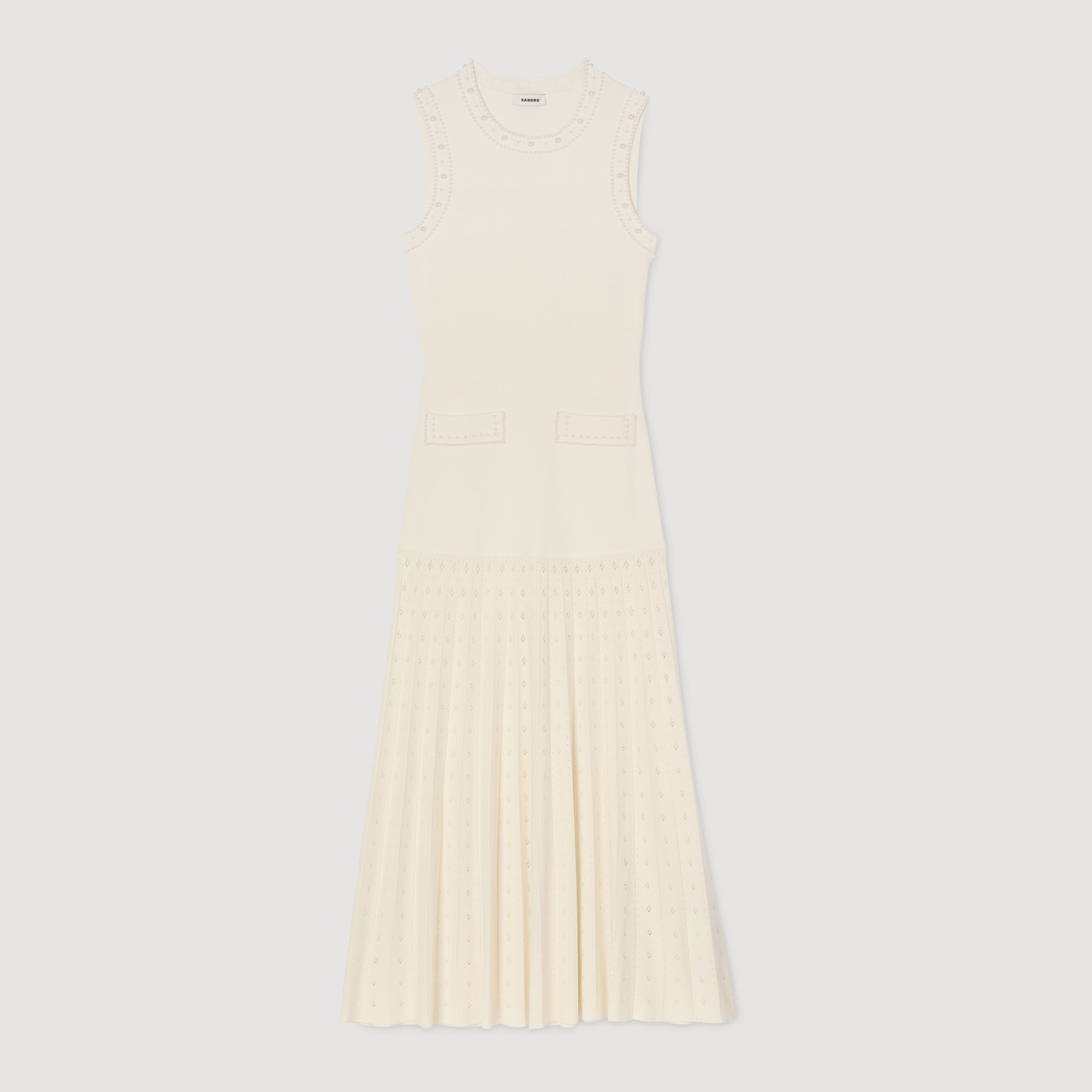 sandro★ROBE LONGUE EN MAILLE PERLEE ワンピース Long dresses for women | Sandro Paris