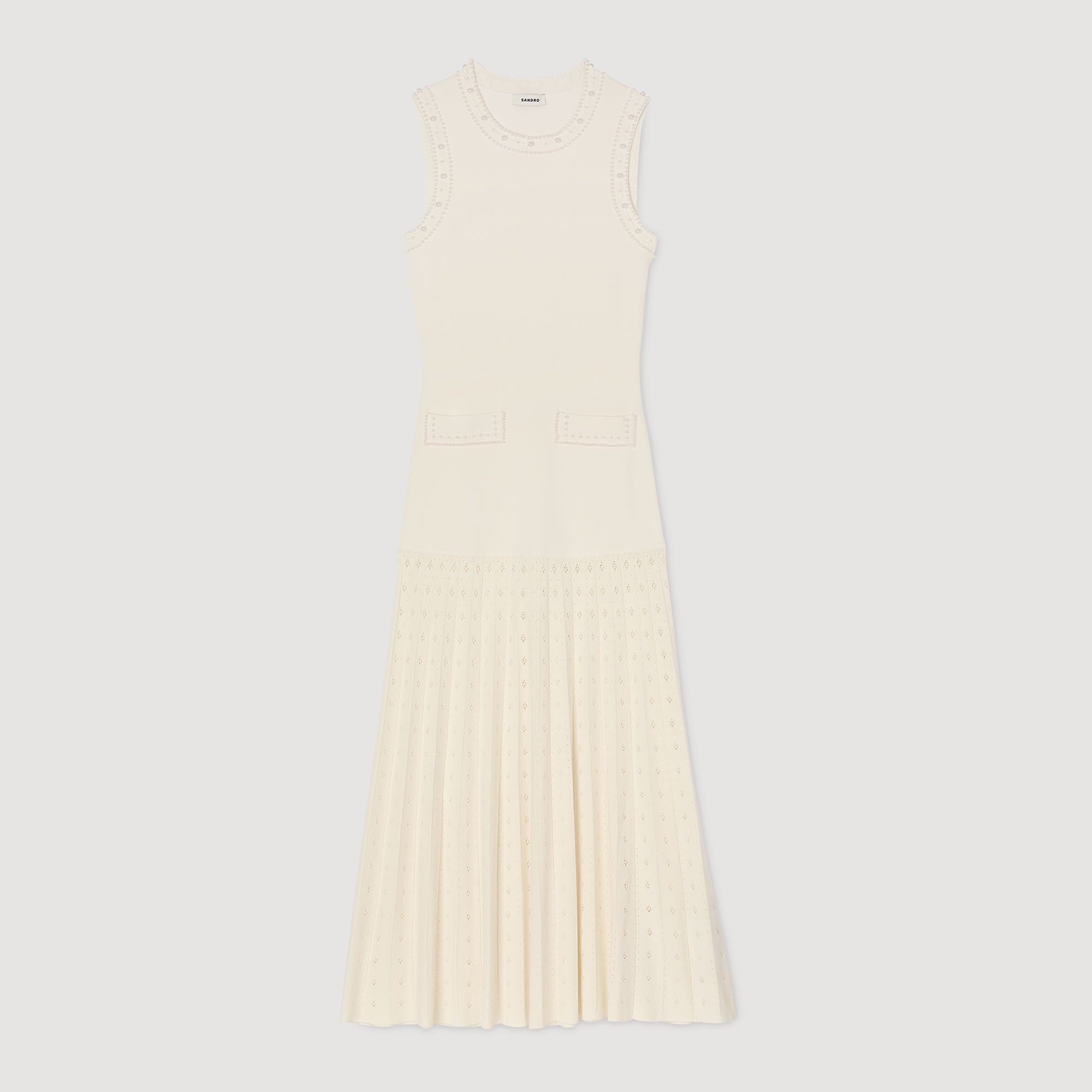 Robe longue en maille perlée